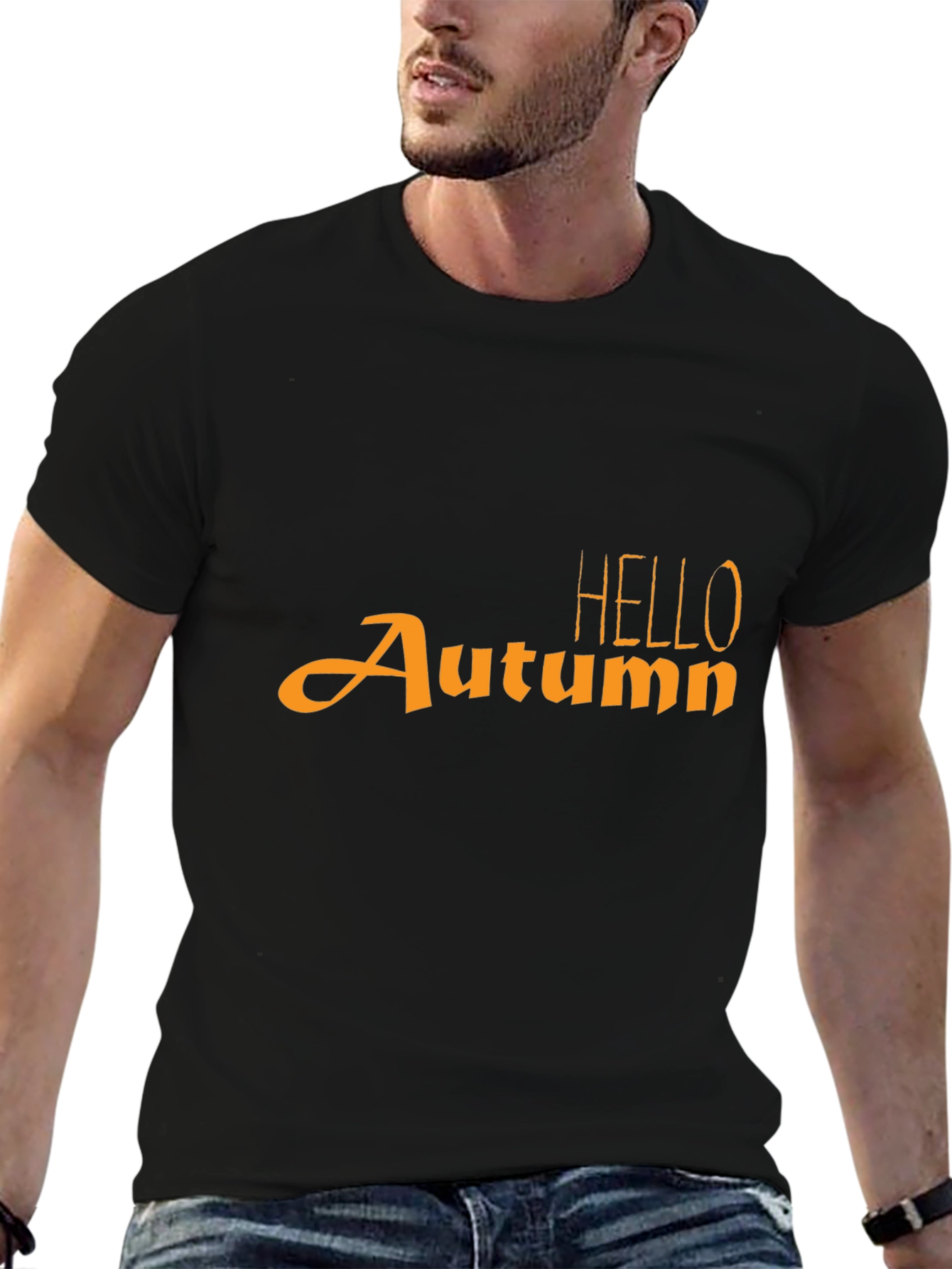 Black Hello Autumn Graphic Tee - Stylish Fall T-Shirt view 6