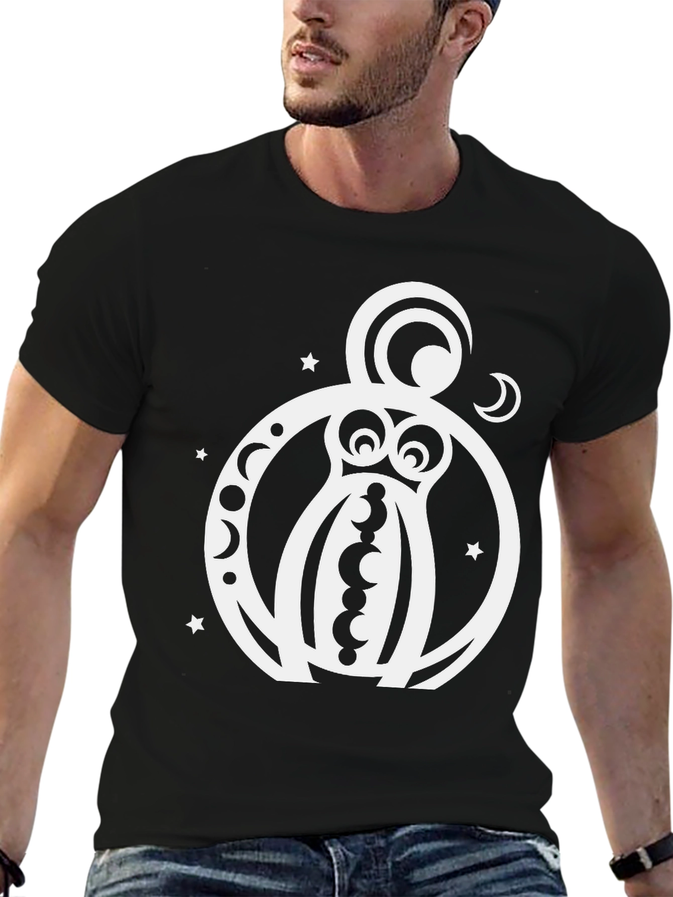 Black Celestial Octopus T-Shirt - Black Cotton Graphic Tee view 6