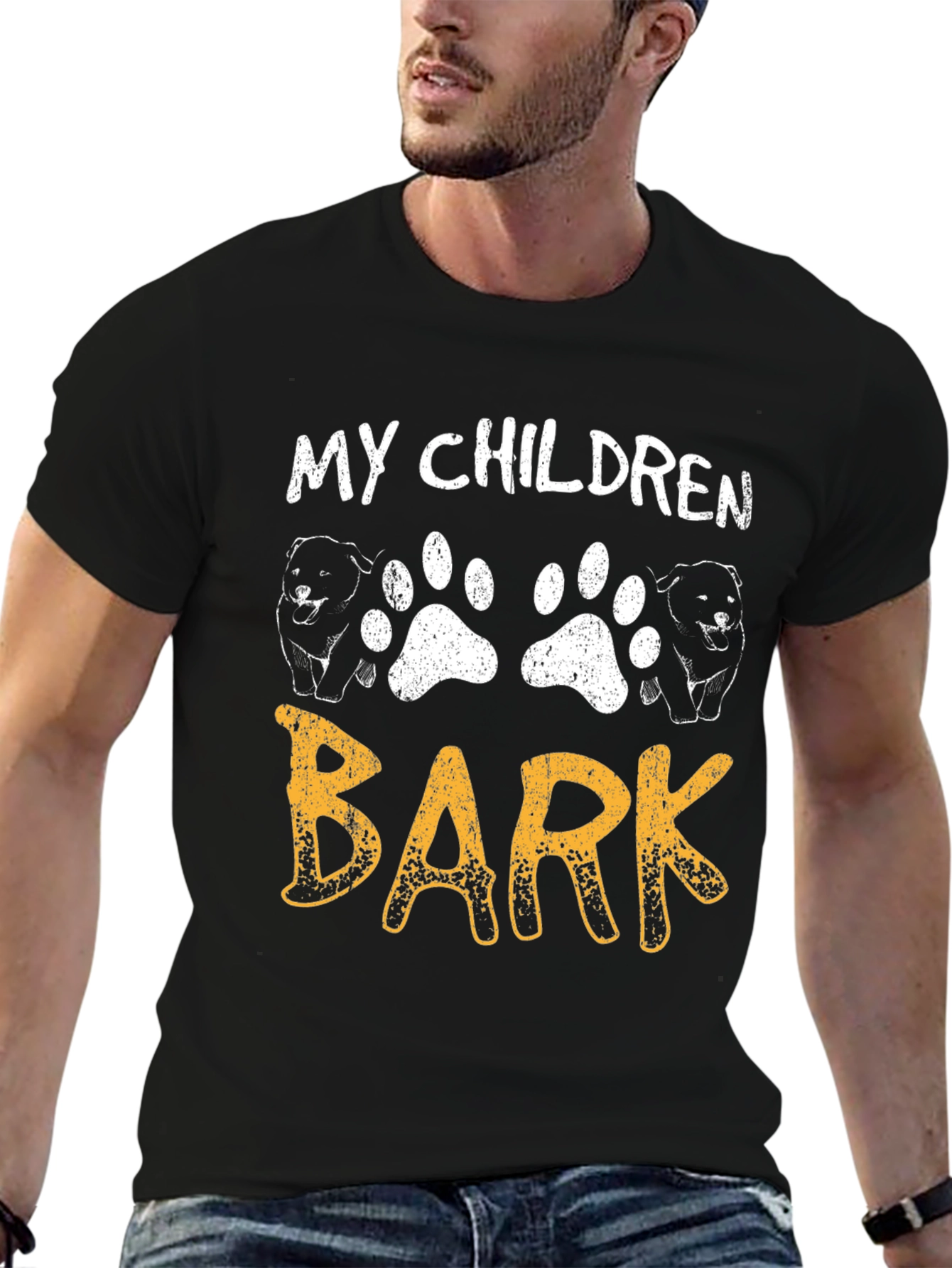 Black My Children Bark T-Shirt - Dog Paw Print Tee view 6