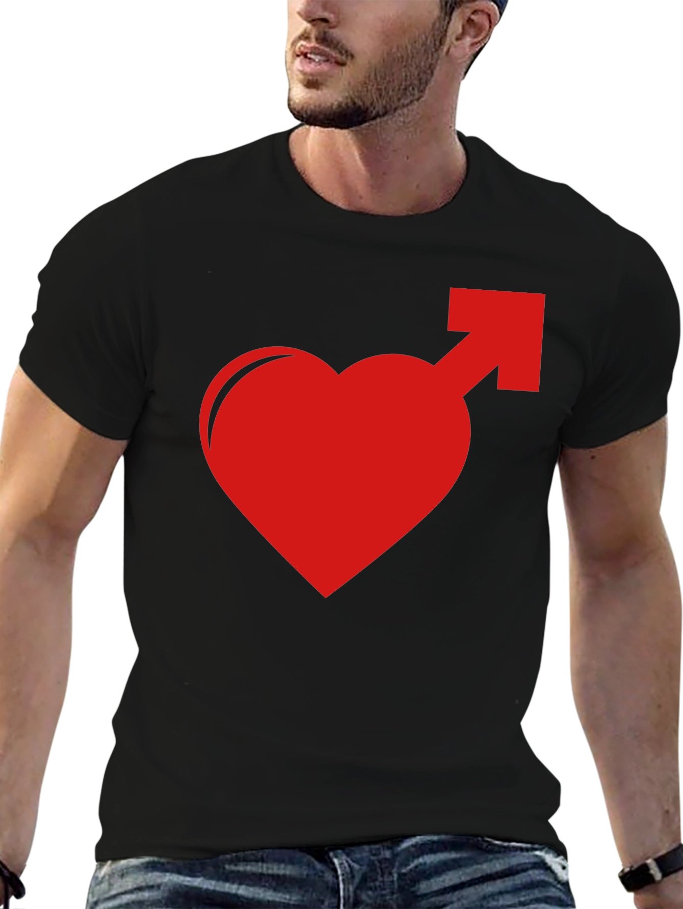 Black Heart Male Symbol Graphic Tee - Black Cotton Blend view 6