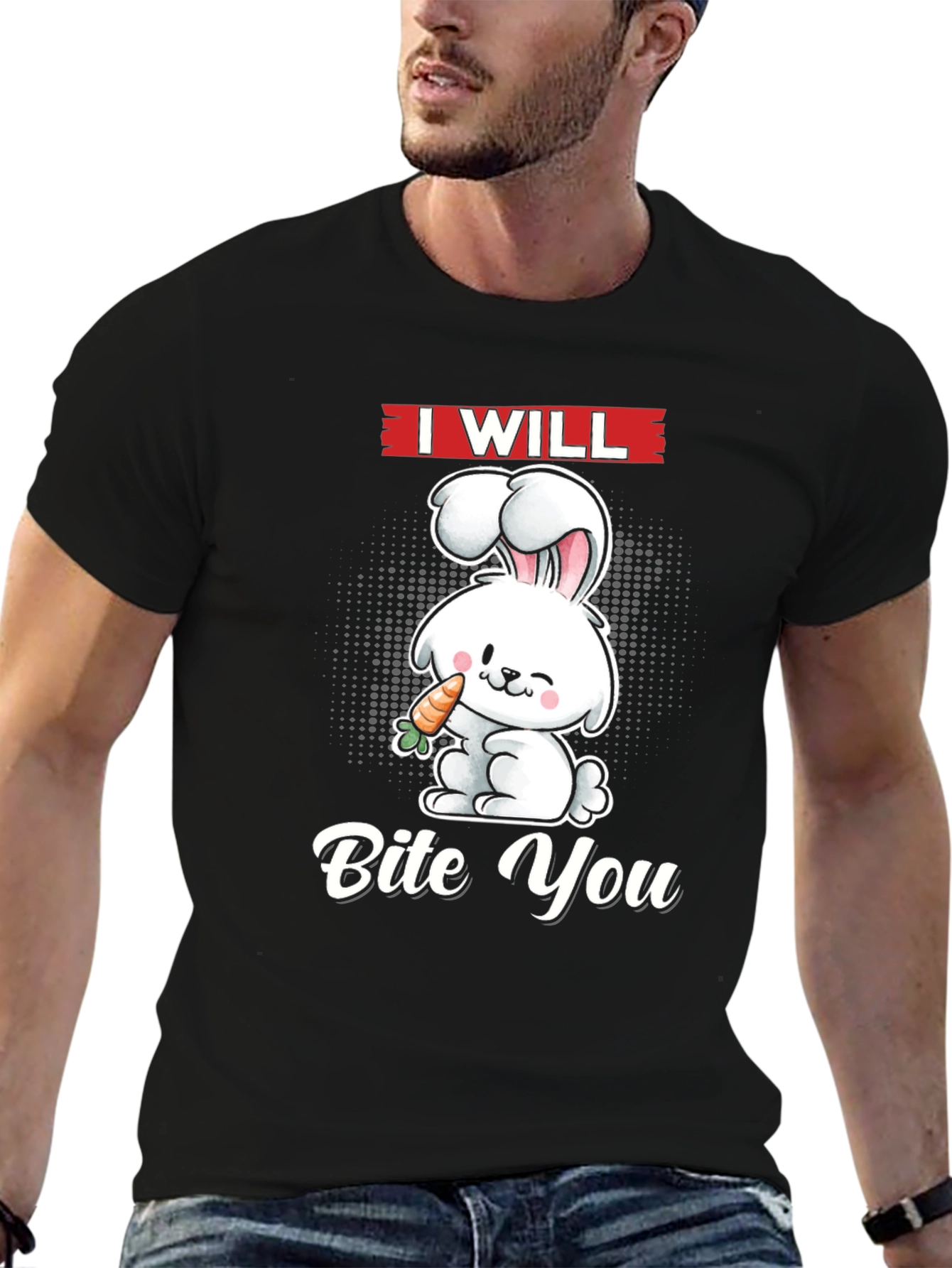 Black I Will Bite You Bunny Graphic Tee view 6