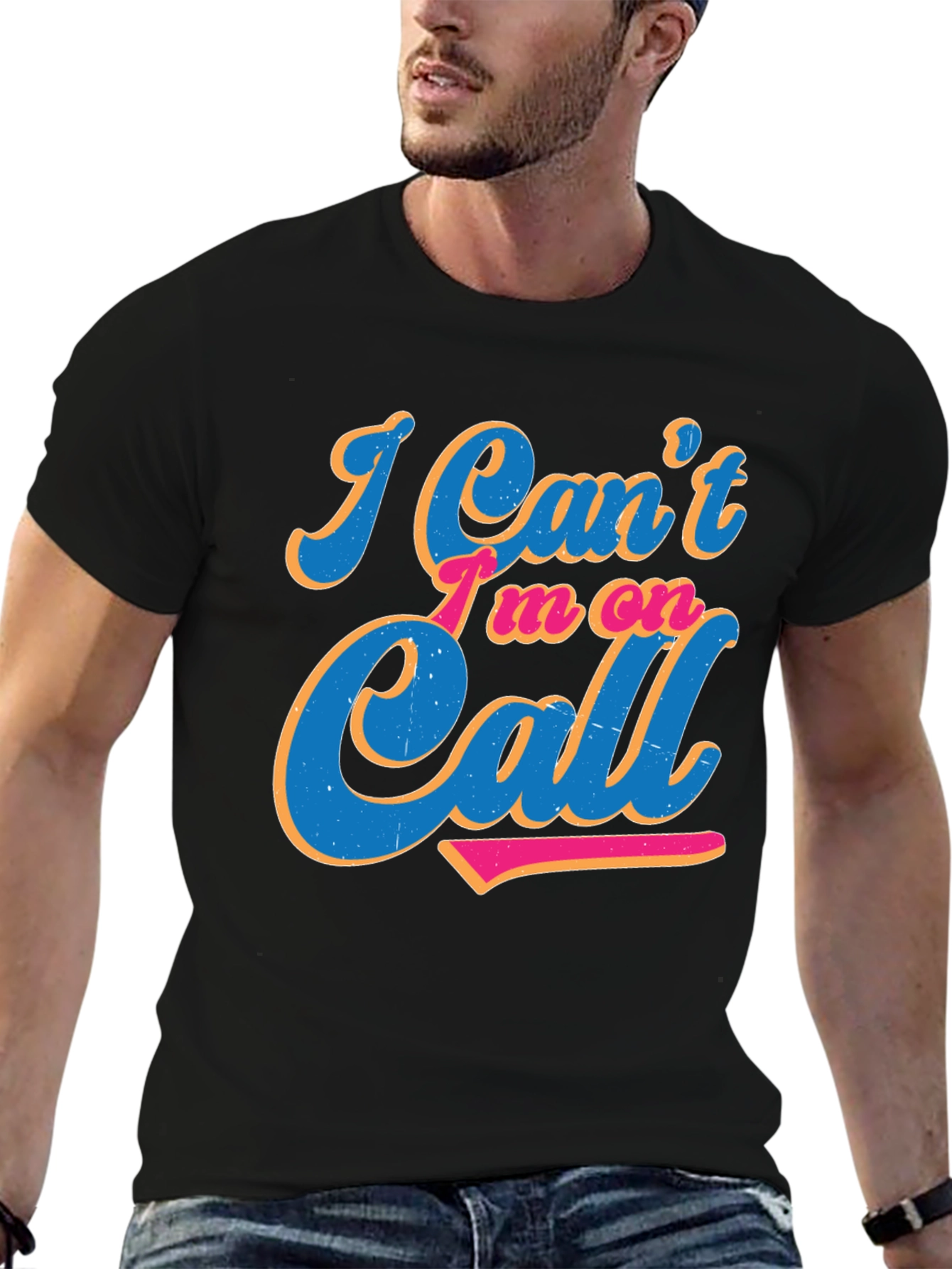 Black I'm On Call Graphic Tee - Black Crewneck Shirt view 6