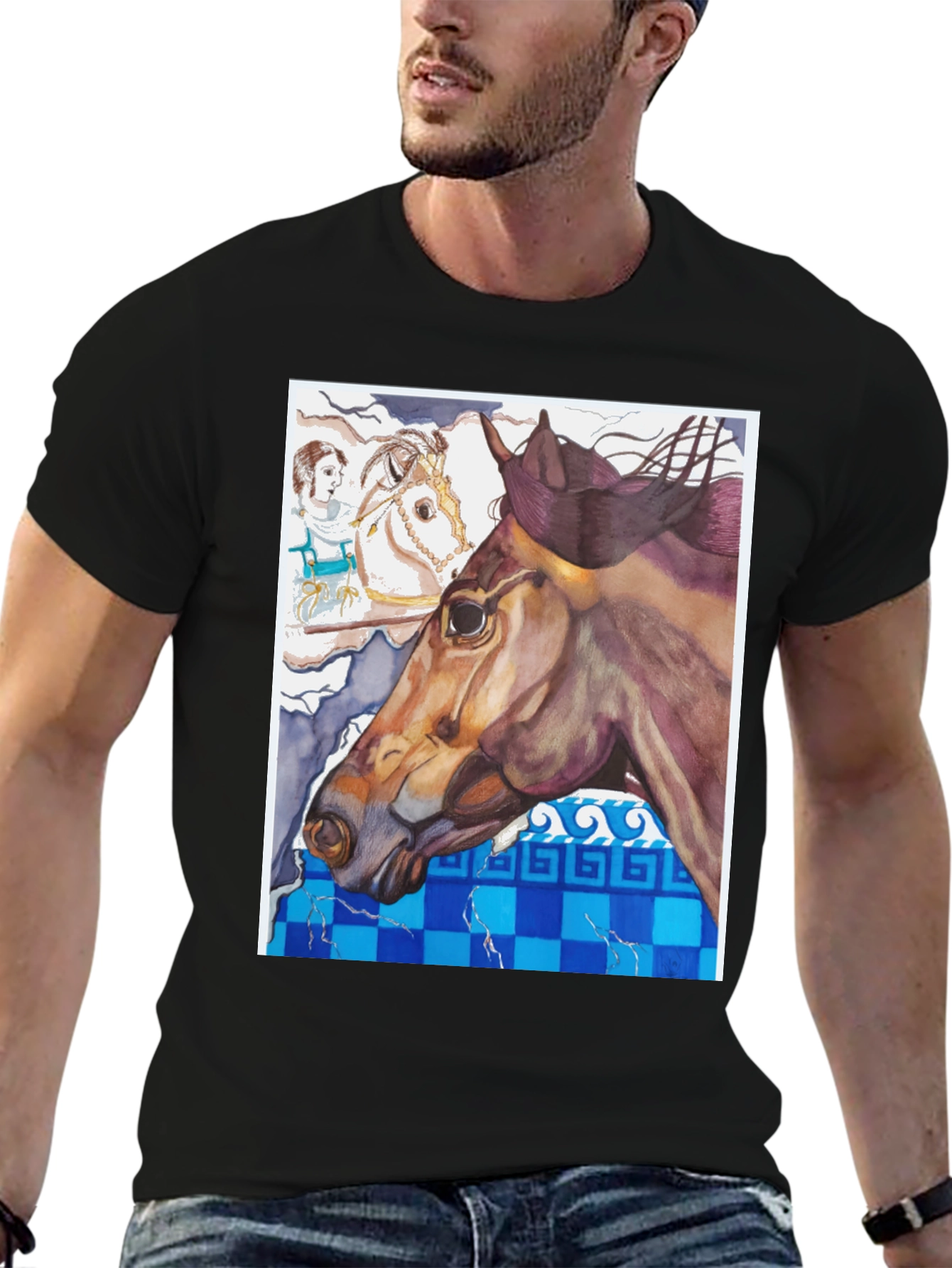 Black Horse Art Graphic Tee view 6