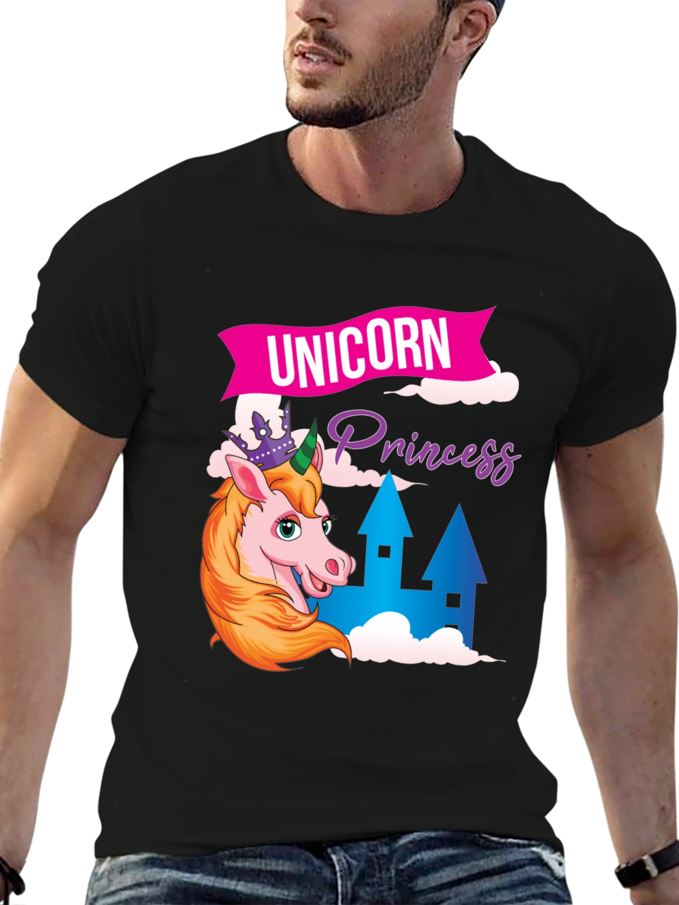 Black Unicorn Princess T-Shirt - Fun Graphic Tee view 6