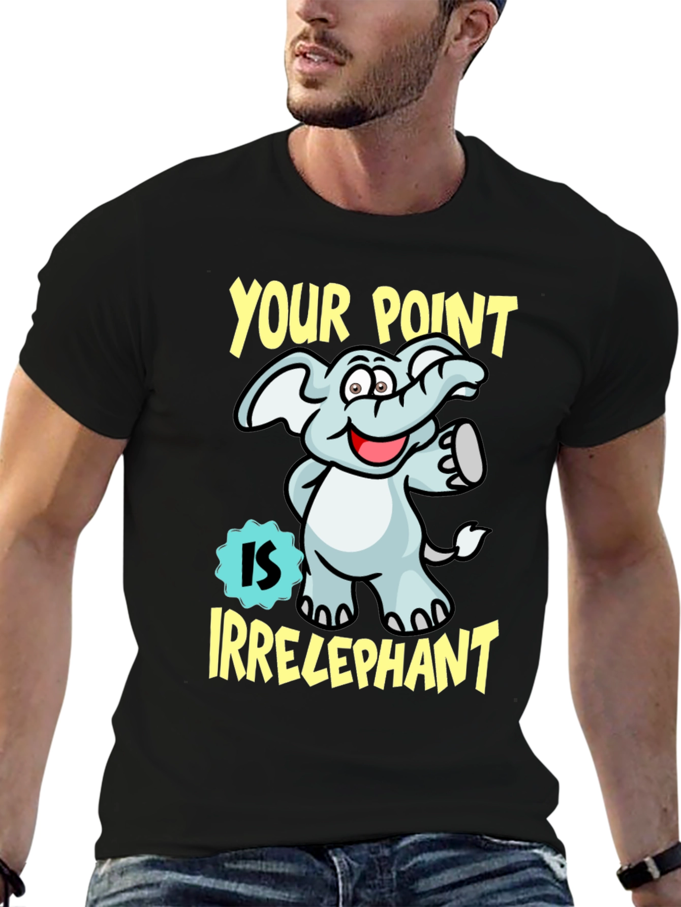 Black Irrelephant Funny Graphic Tee view 6