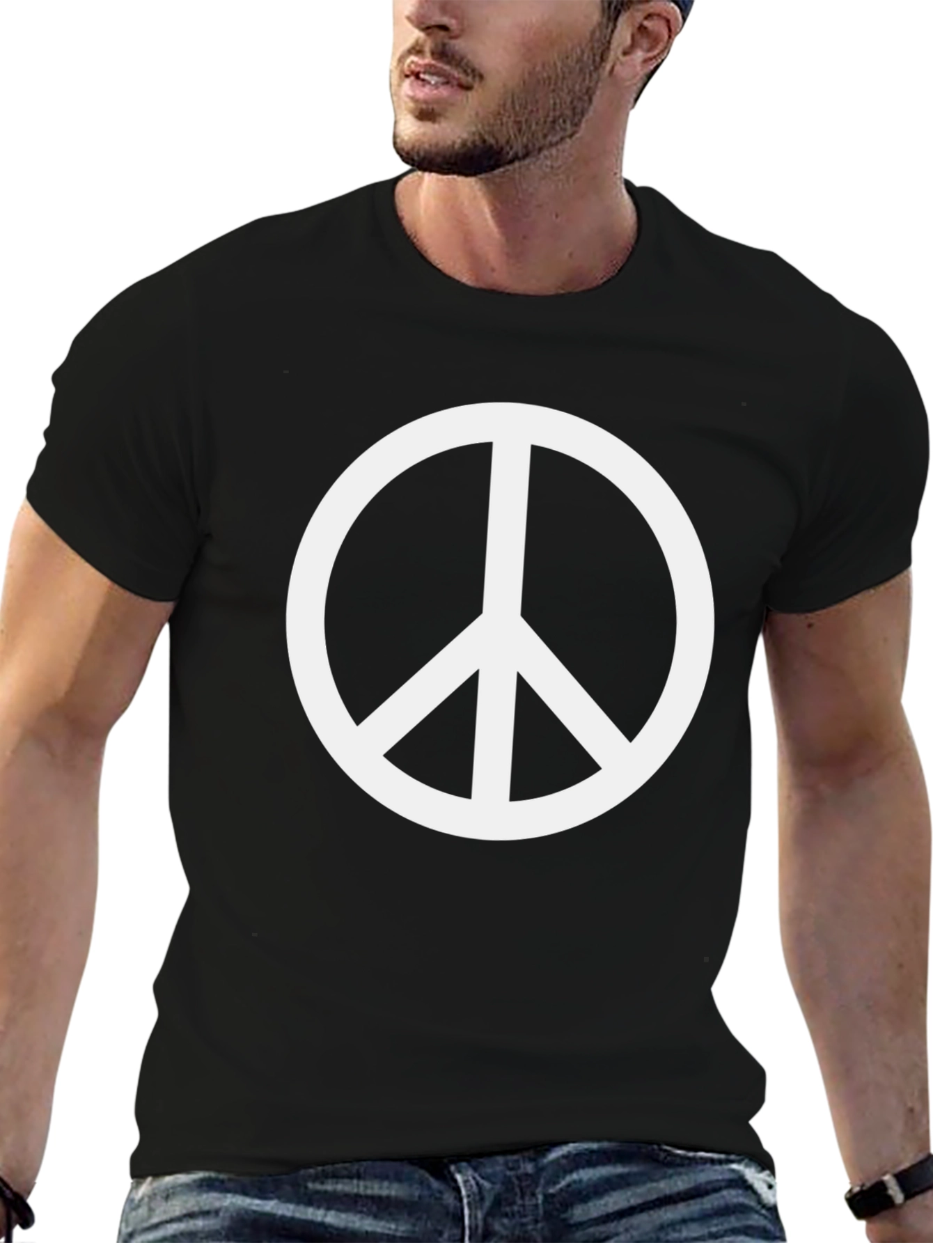 Black Peace Symbol T-Shirt - Black view 6
