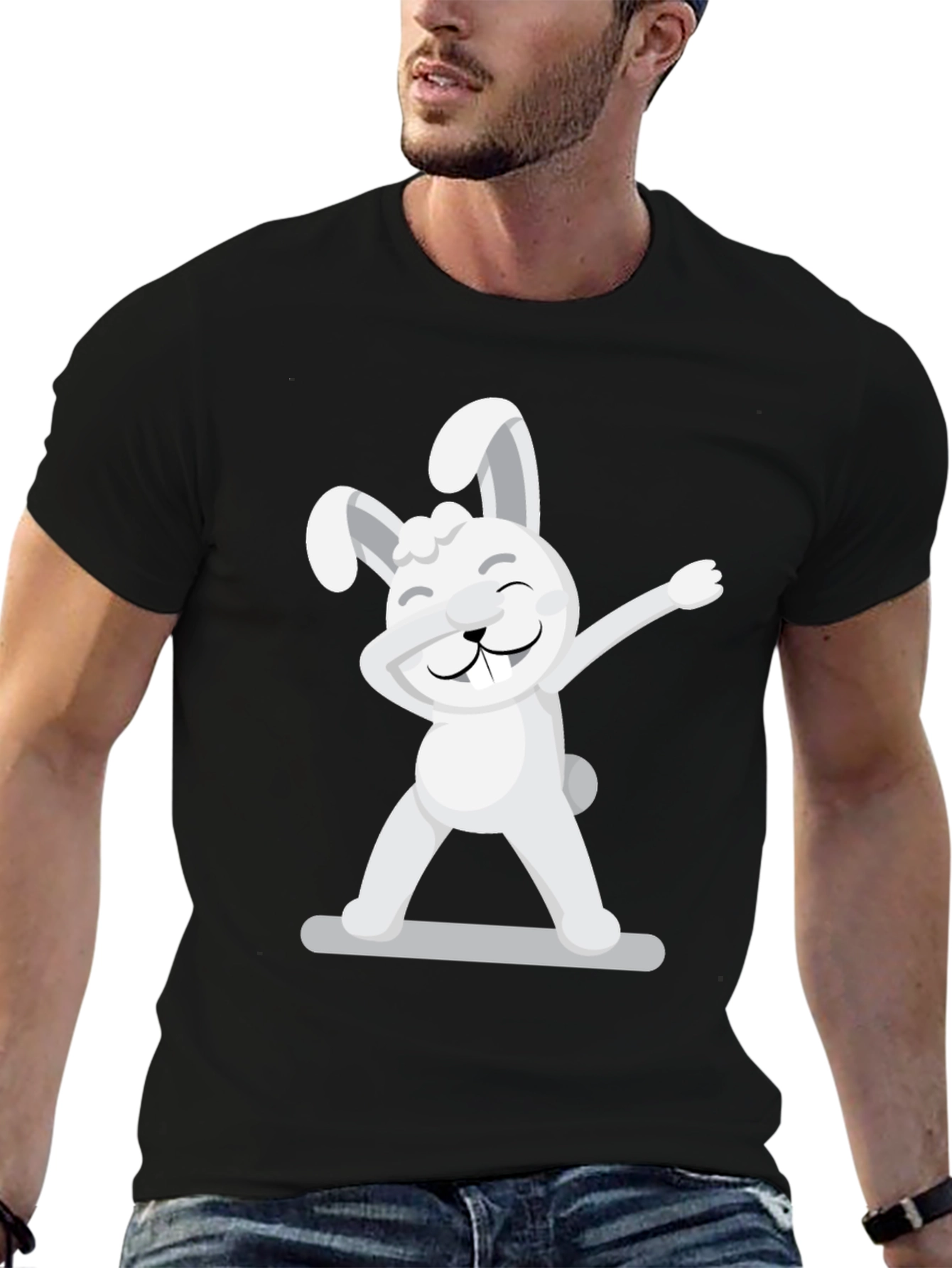 Dabbing Bunny Graphic Tee - Cool & Comfy Black T-Shirt - 6