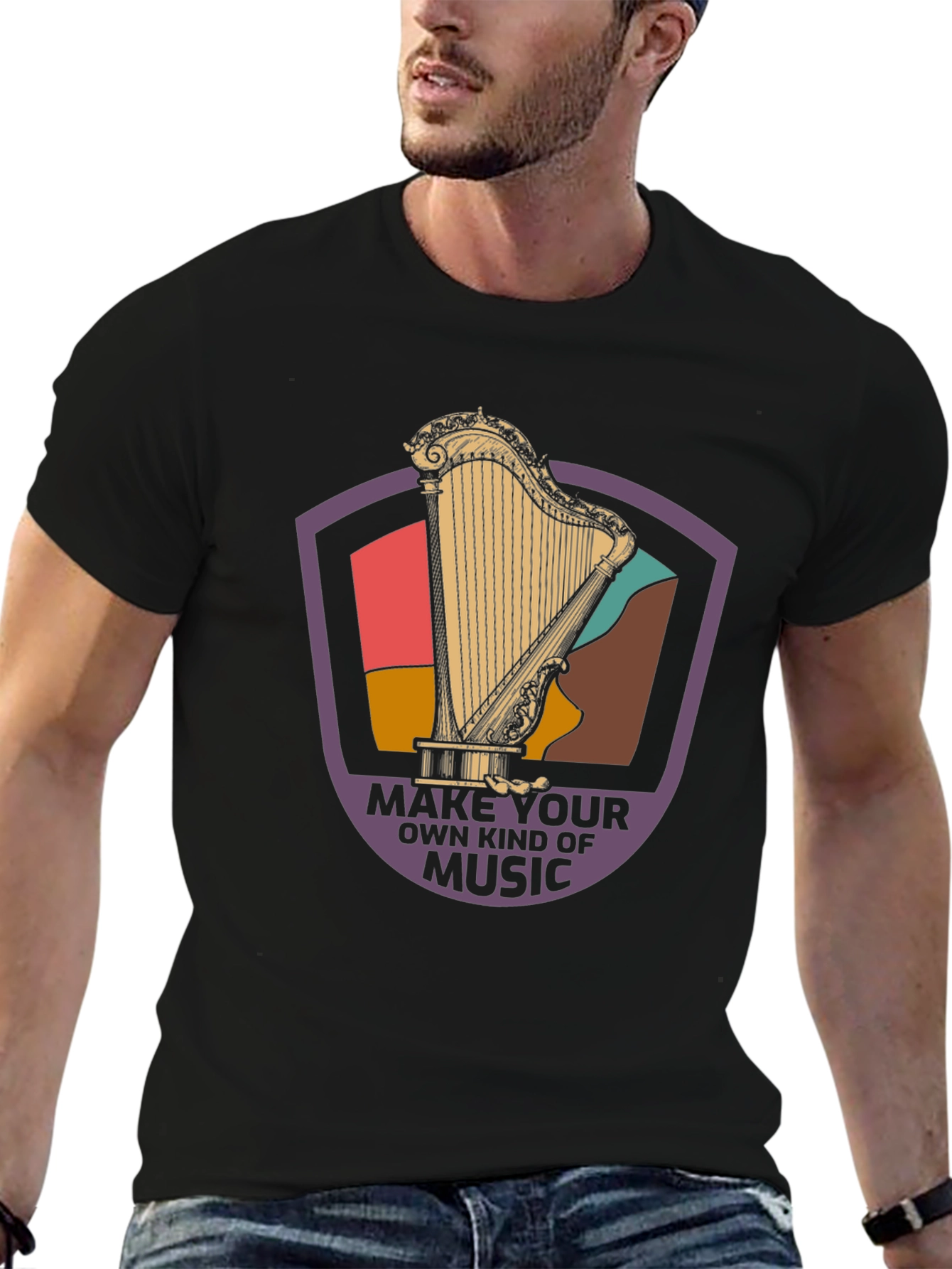 Black Make Your Own Music Graphic Tee view 6