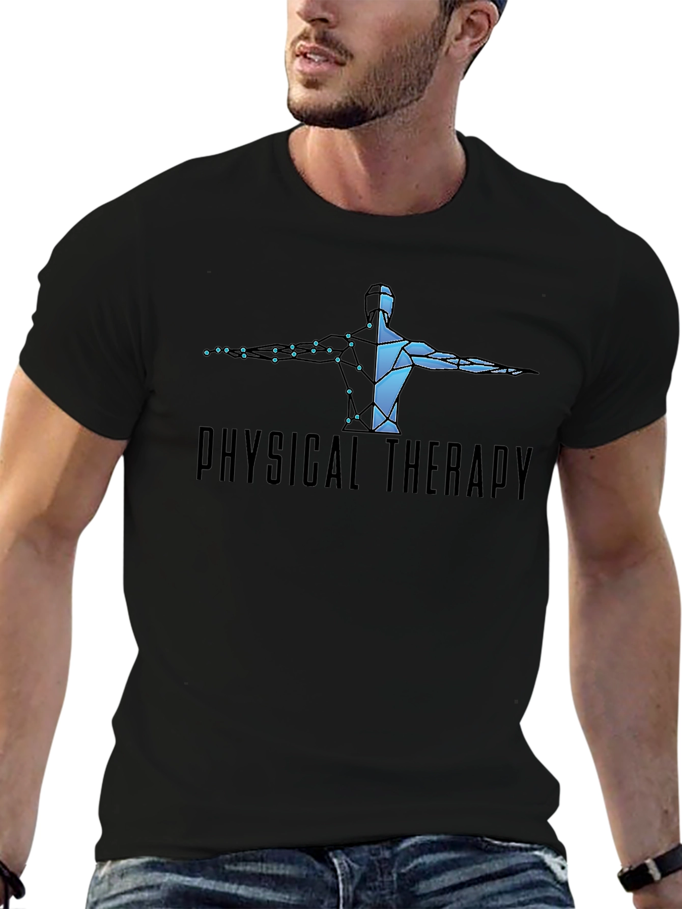 Black Physical Therapy T-Shirt - Anatomical Design view 6