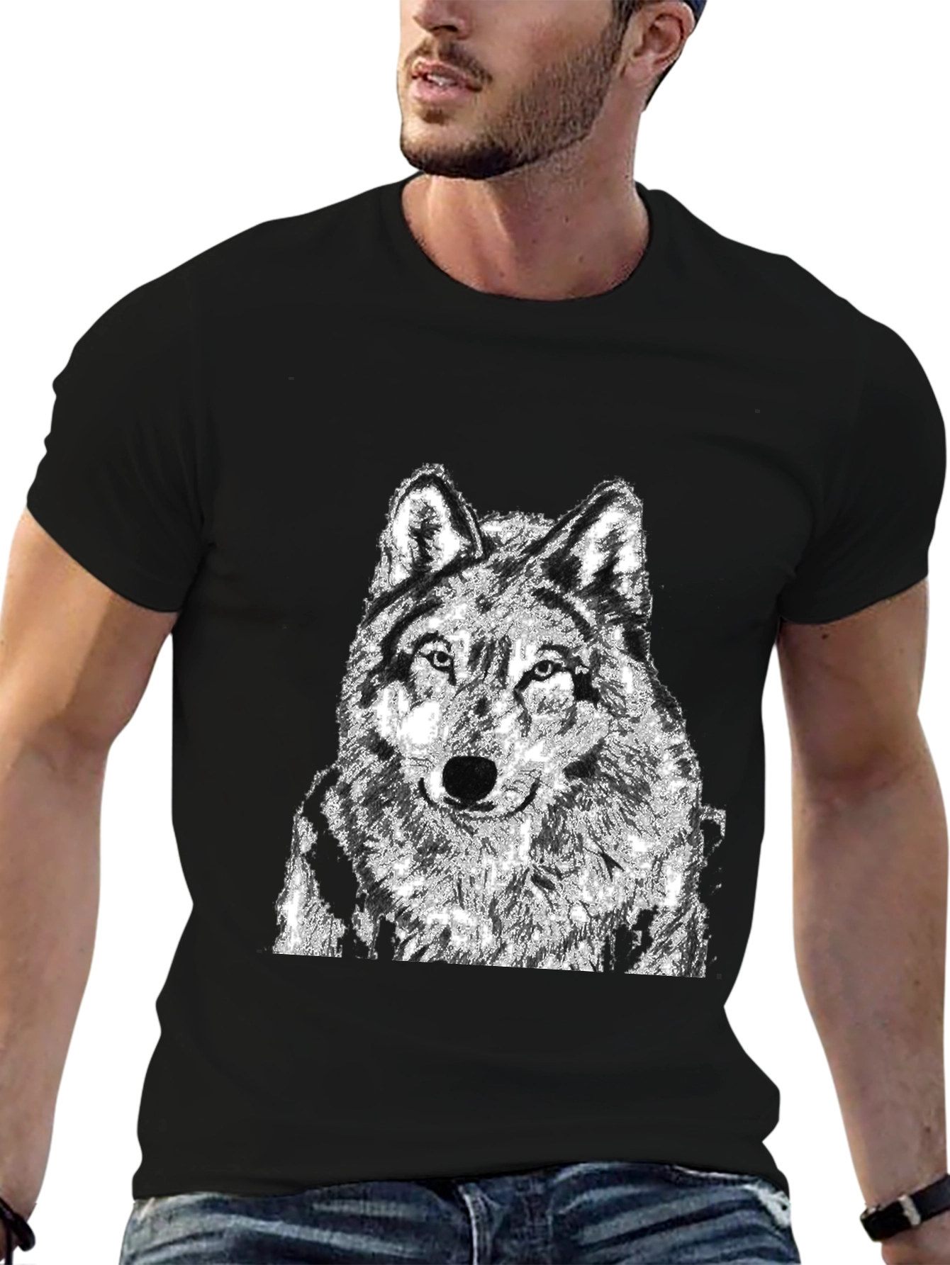 Black Black Wolf Graphic T-Shirt view 6