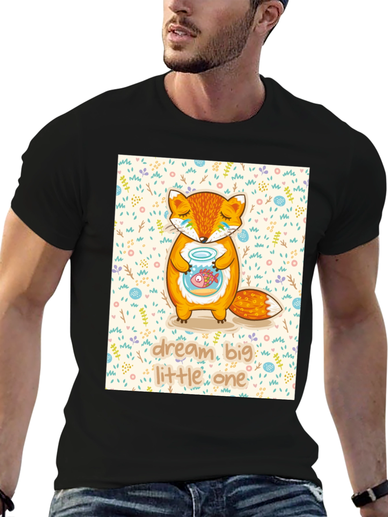 Black Dream Big Little One Fox Graphic Tee view 6
