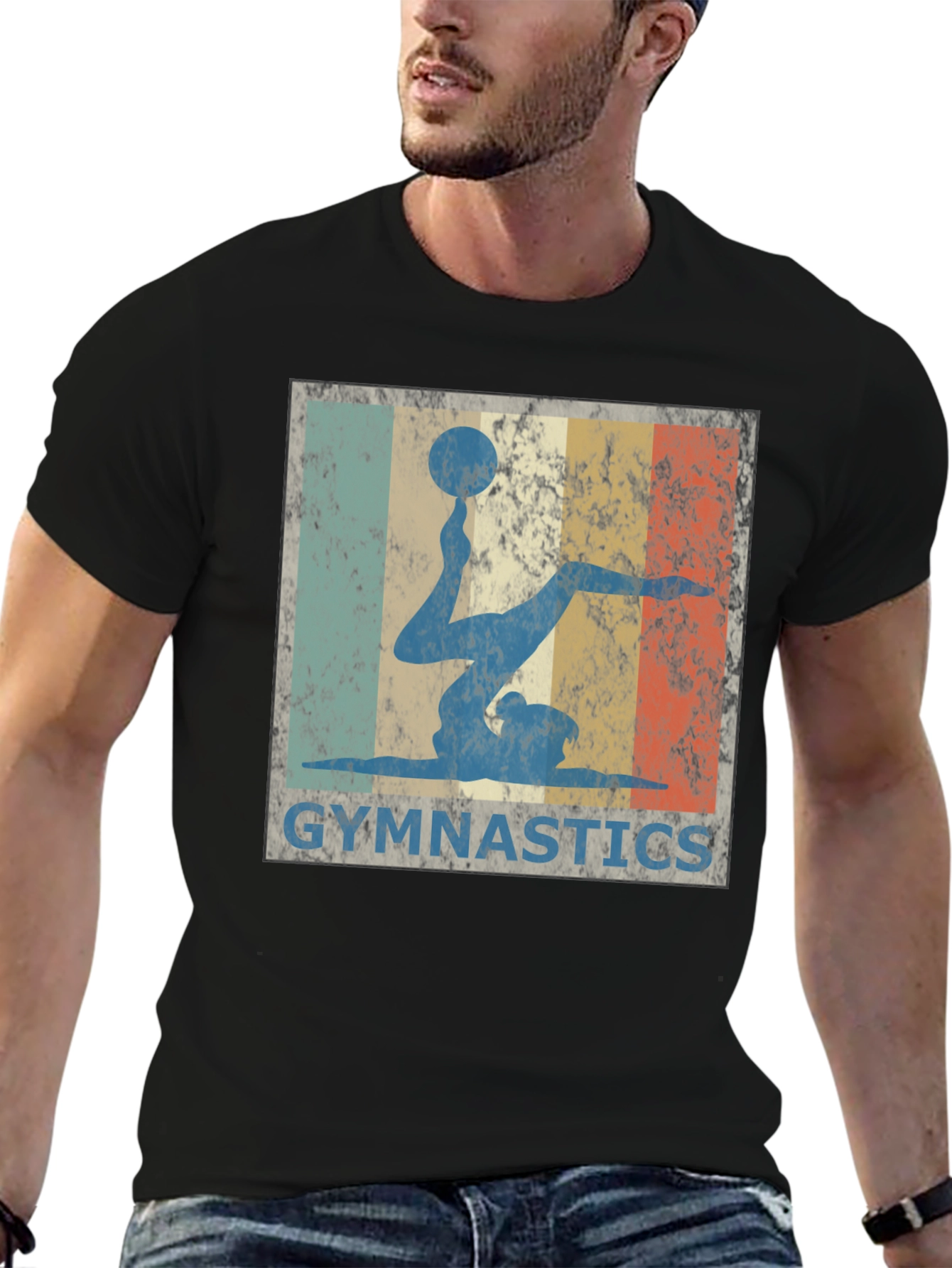 Black Vintage Gymnastics T-Shirt - Retro Gymnast Design view 6