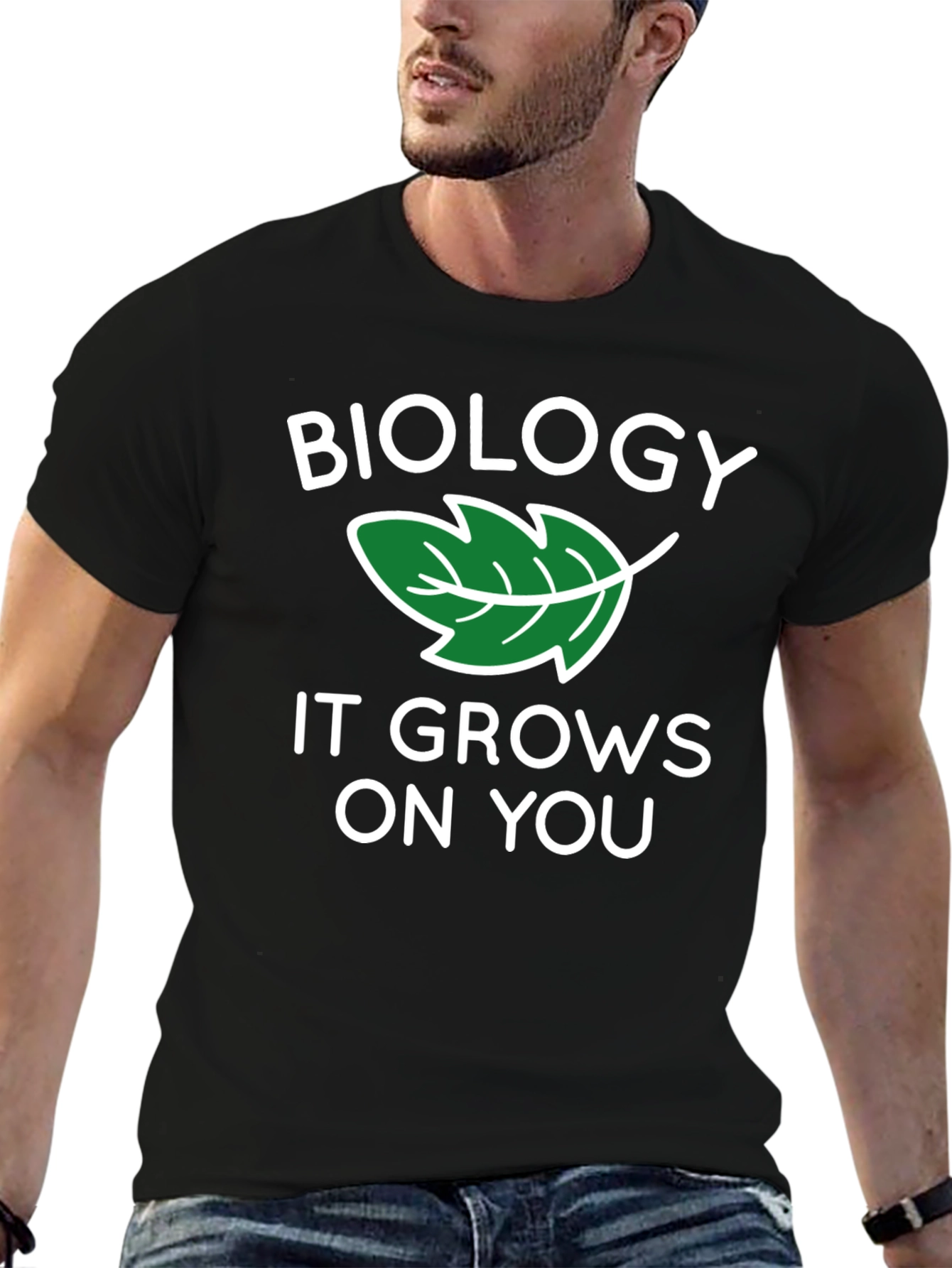 Black Biology Leaf Graphic T-Shirt view 6