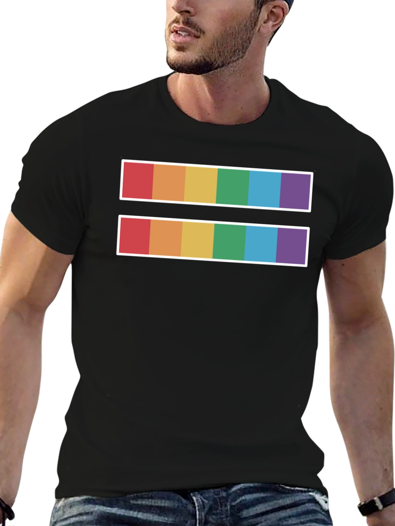 Black Equality Pride T-Shirt - Rainbow Symbol view 6