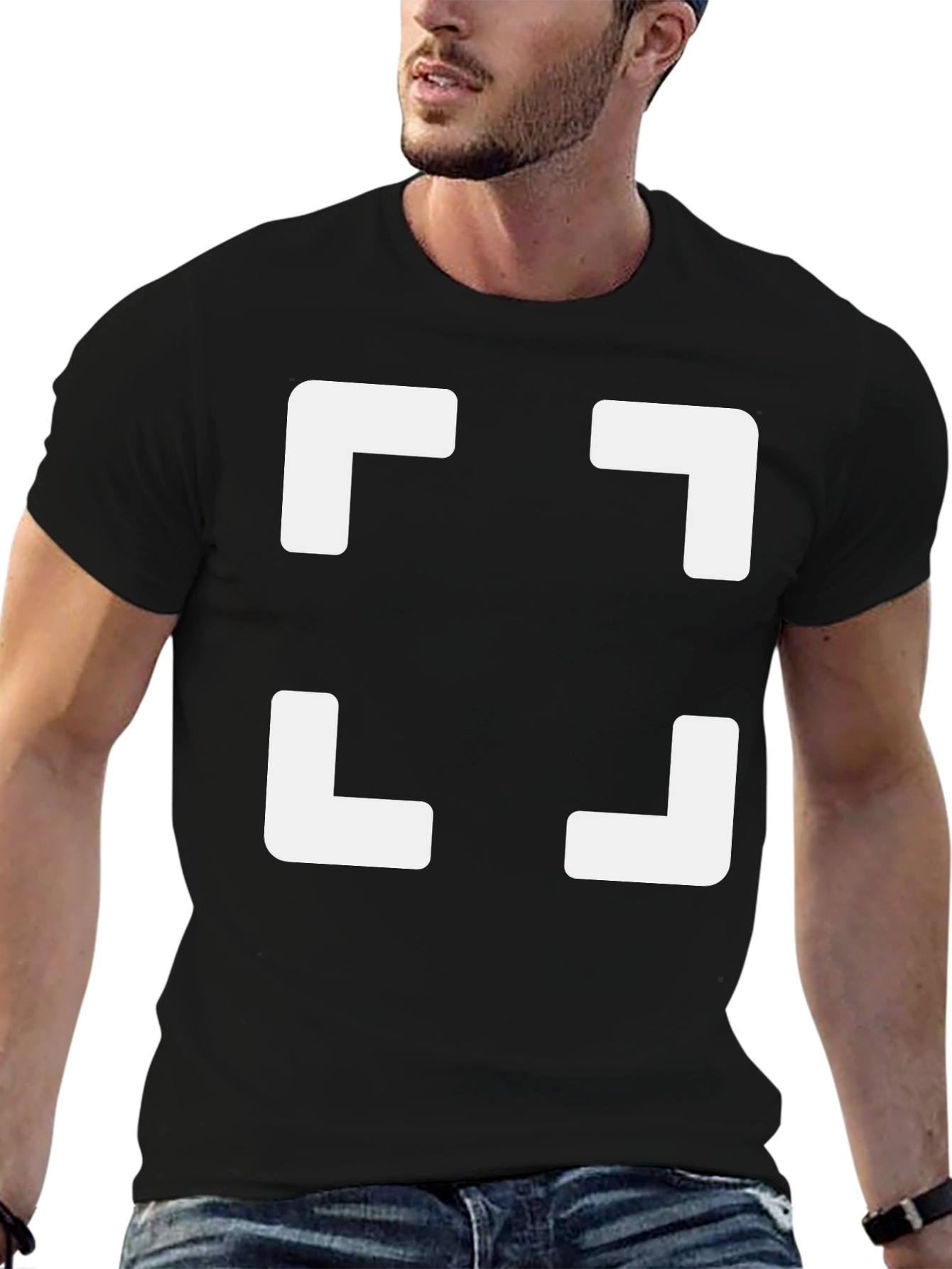 Black Geometric Square T-Shirt - Modern Minimalist Style view 6