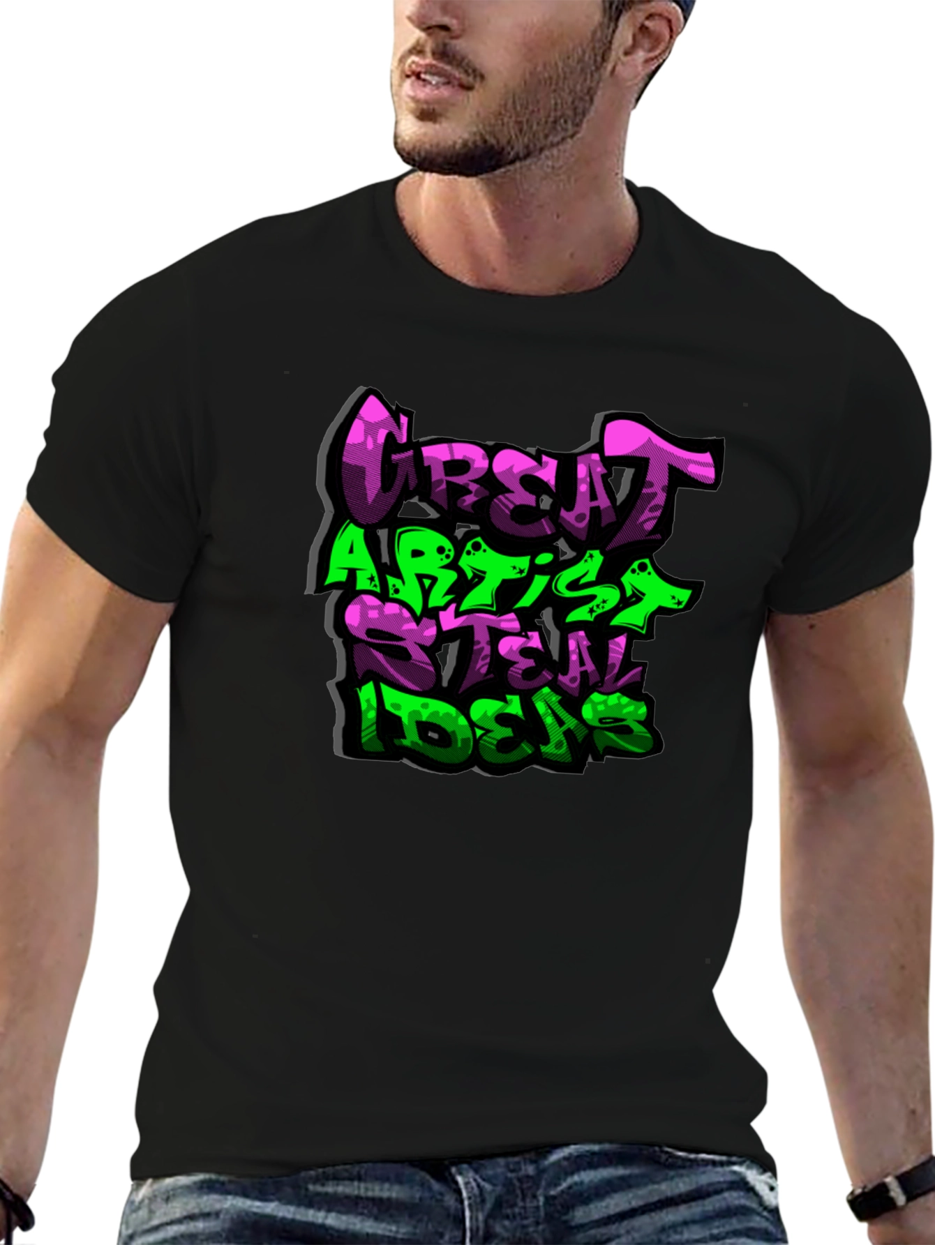 Black Great Artist Steal Ideas Graphic T-Shirt view 6