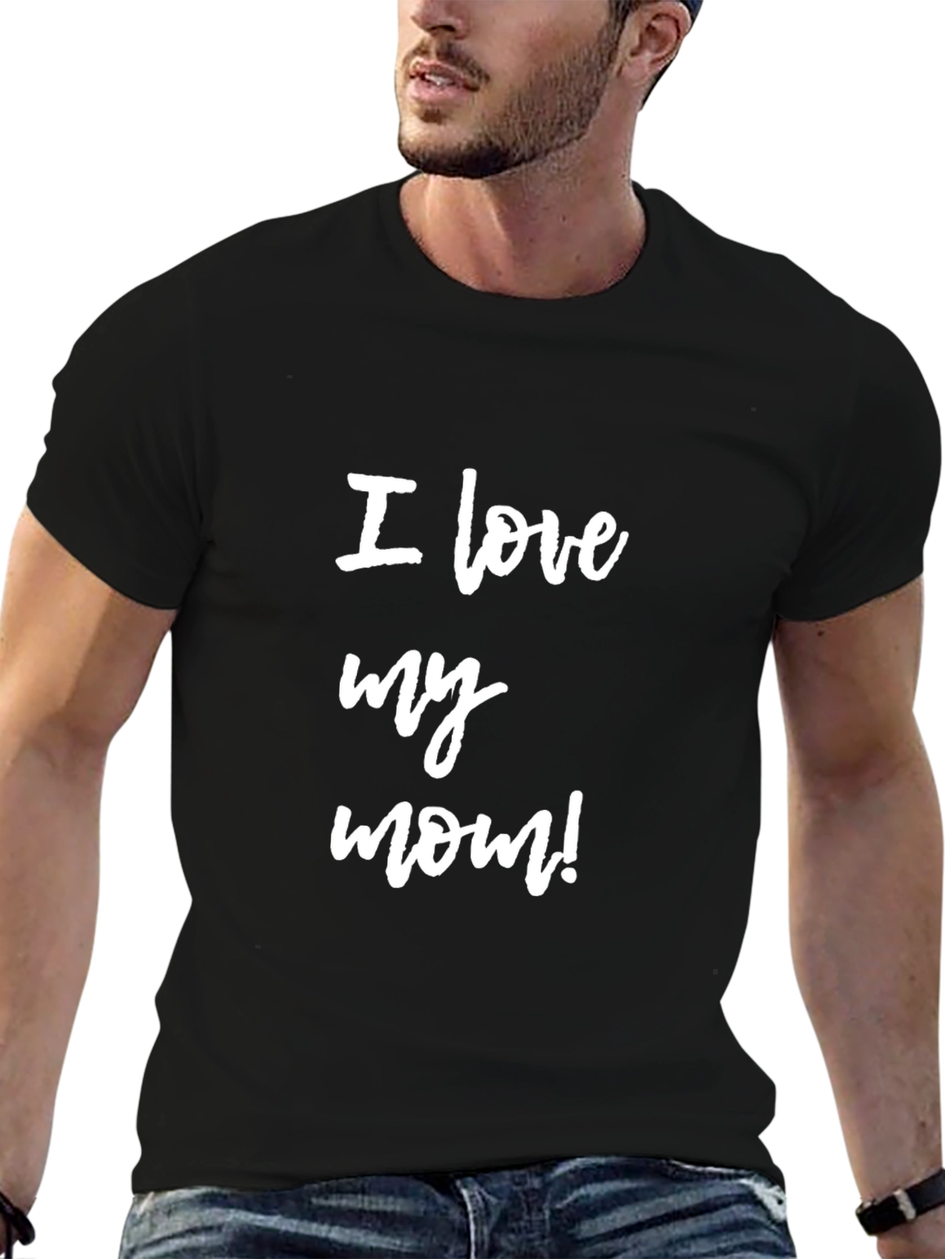 Black I Love My Mom T-Shirt - Black Cotton Blend view 6