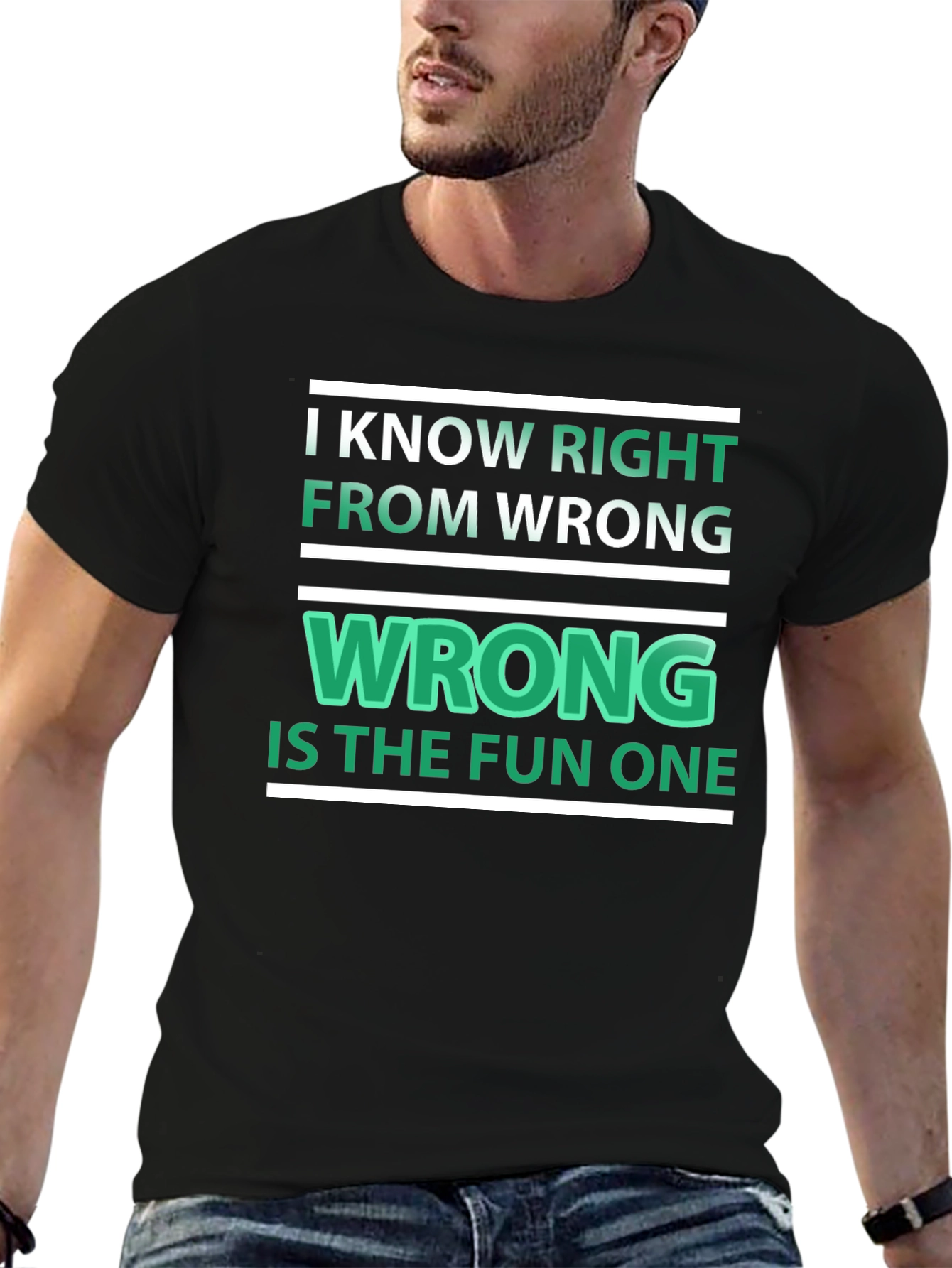 Black Funny "Wrong is the Fun One" Graphic Tee view 6