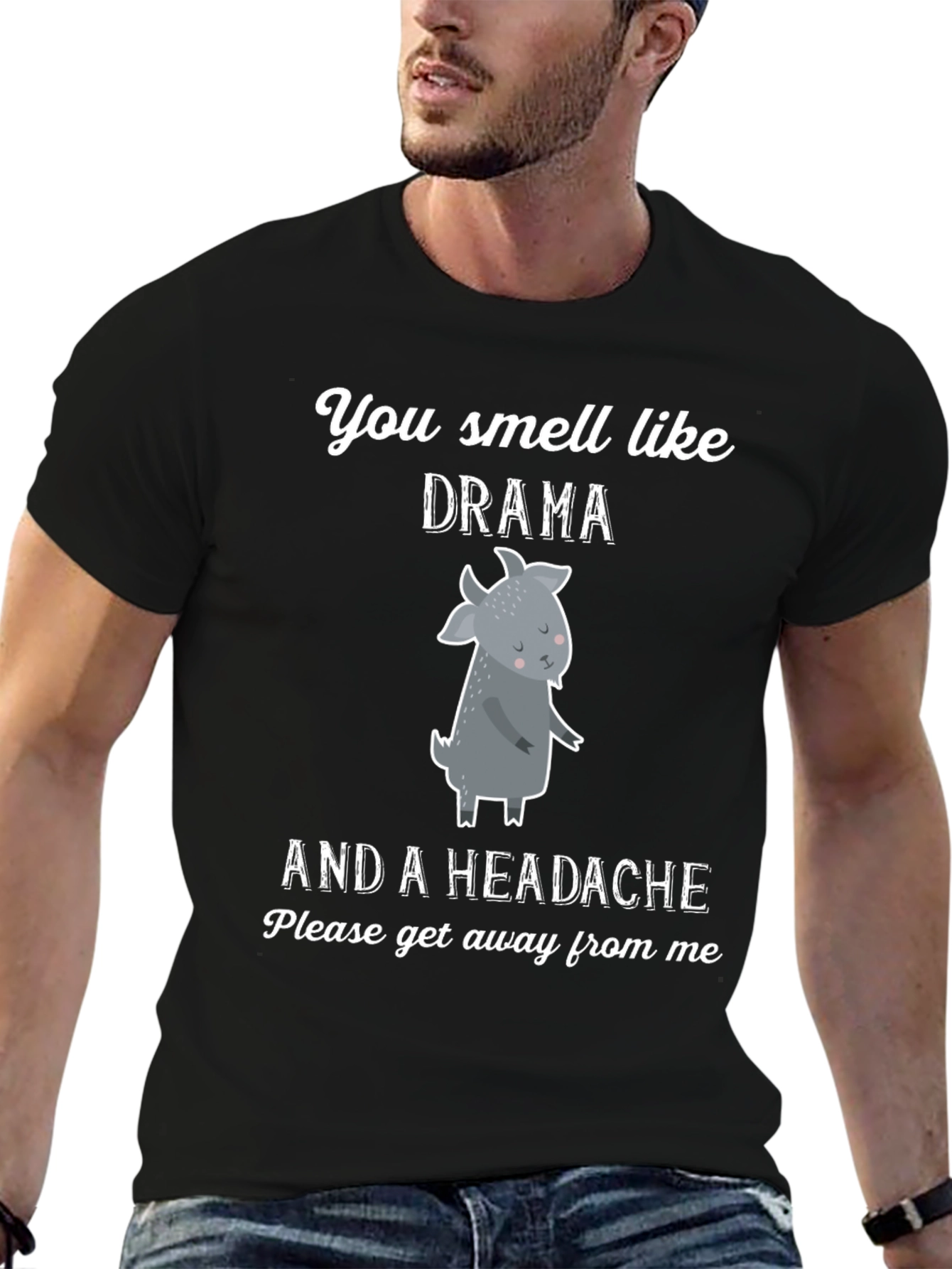 Black Drama Goat T-Shirt - You Smell Like Drama view 6