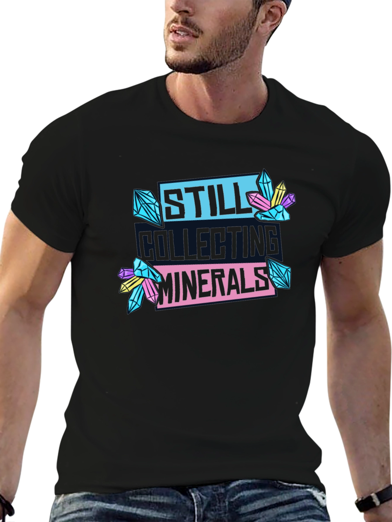 Black Still Collecting Minerals Black T-Shirt view 6