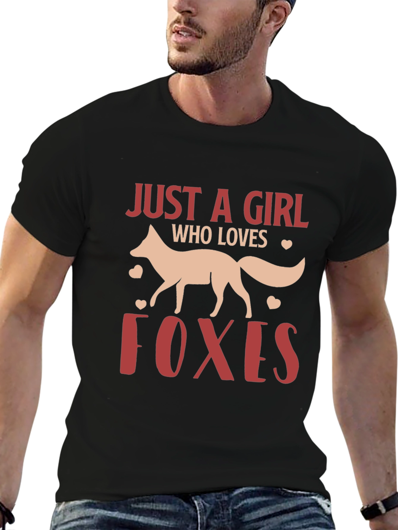 Black Just A Girl Who Loves Foxes T-Shirt view 6