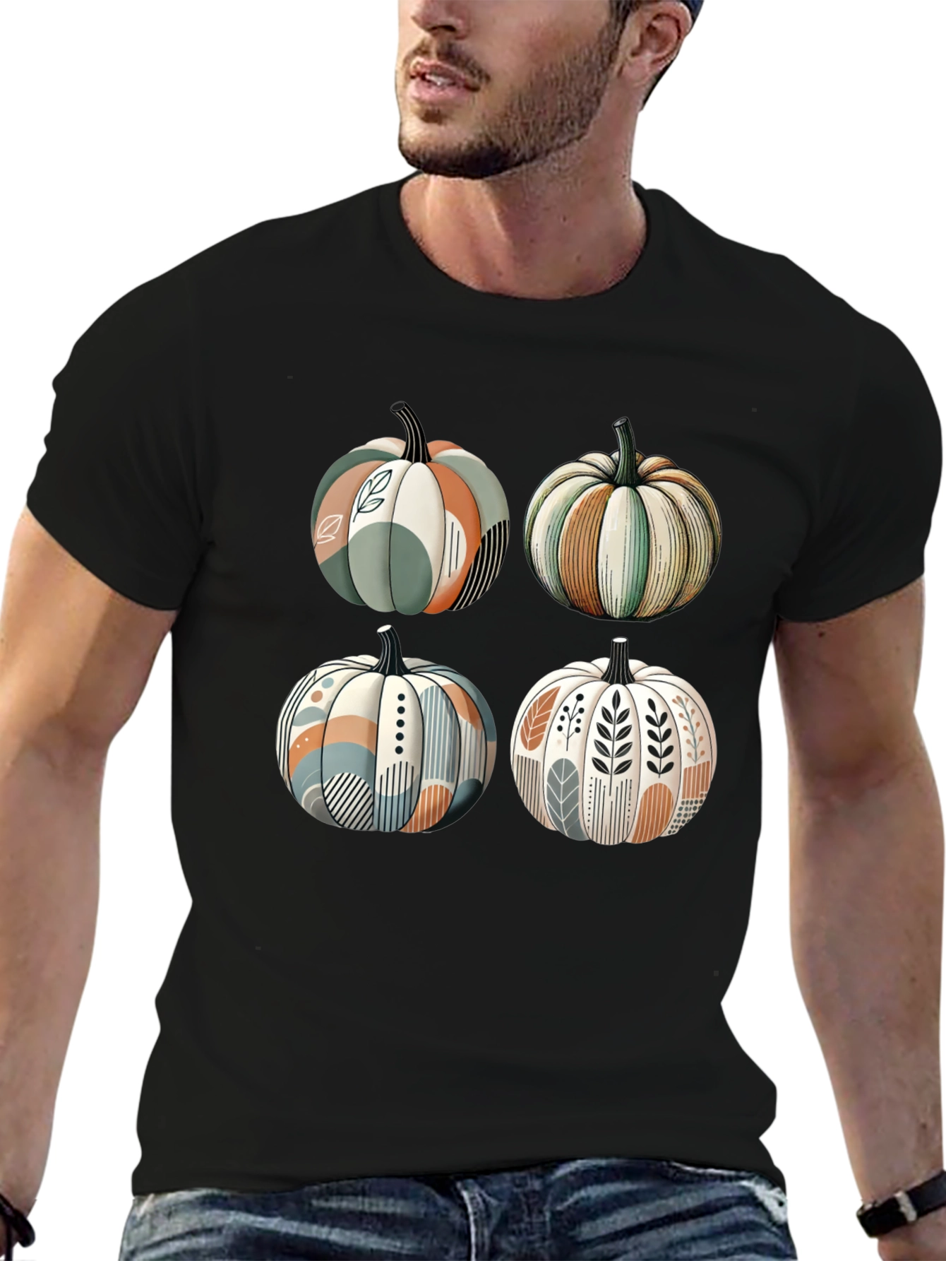 Black Trendy Pumpkin Patch T-Shirt view 6