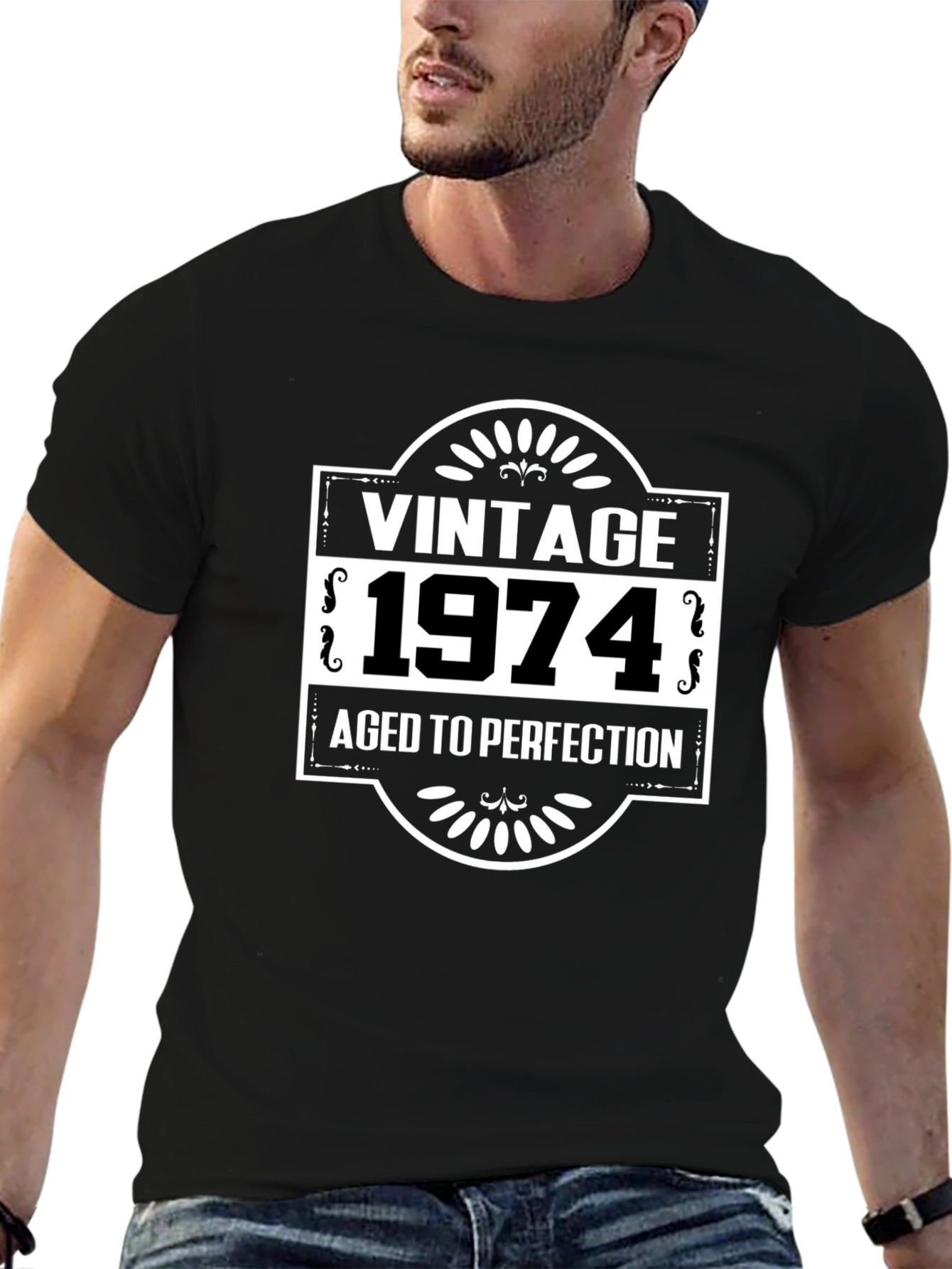 Black Vintage 1974 Aged to Perfection Graphic Tee view 6