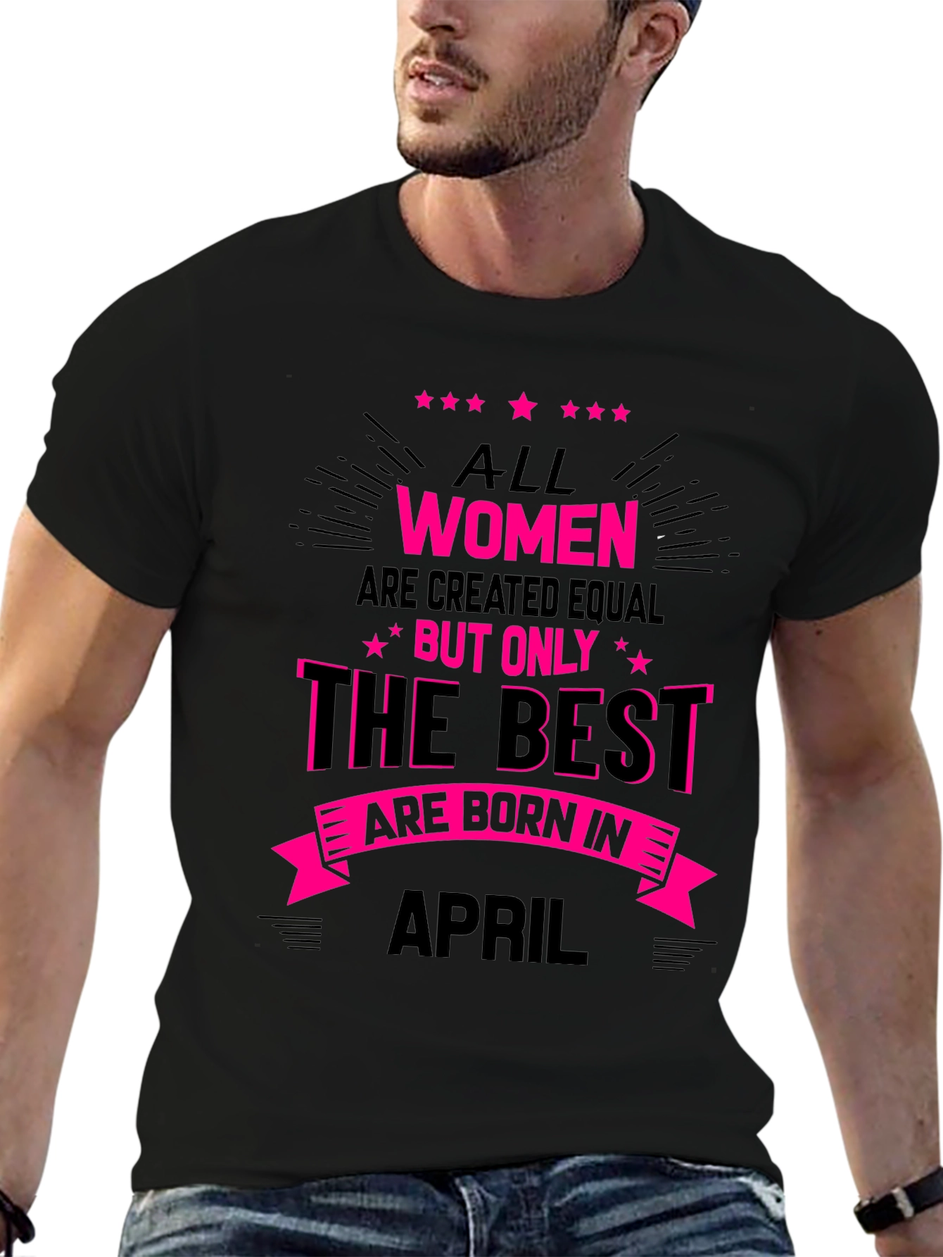 Black Best Women Born in April T-Shirt view 6