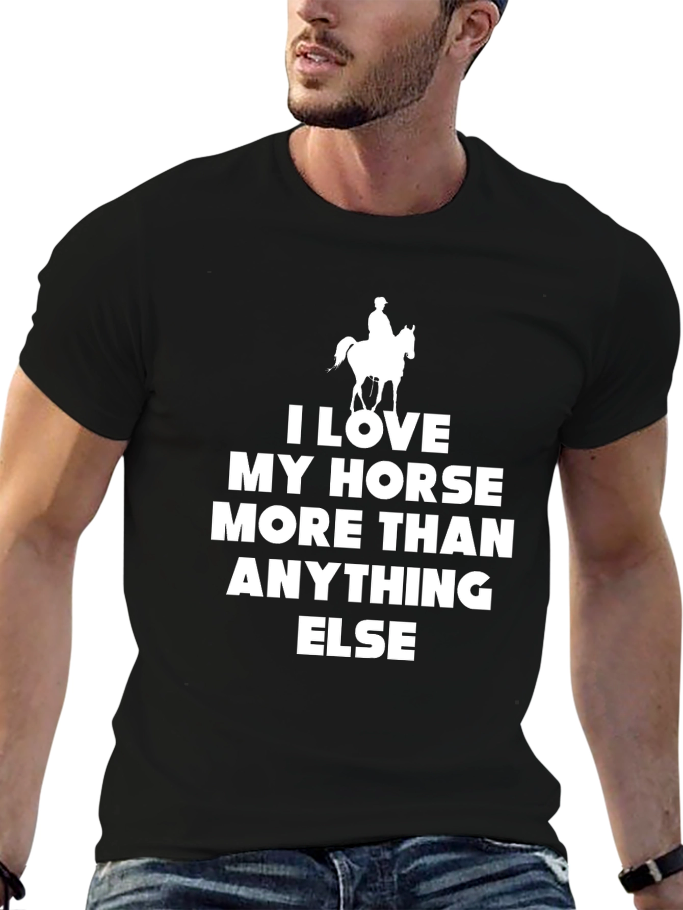 Black I Love My Horse T-Shirt - Equestrian Gift view 6