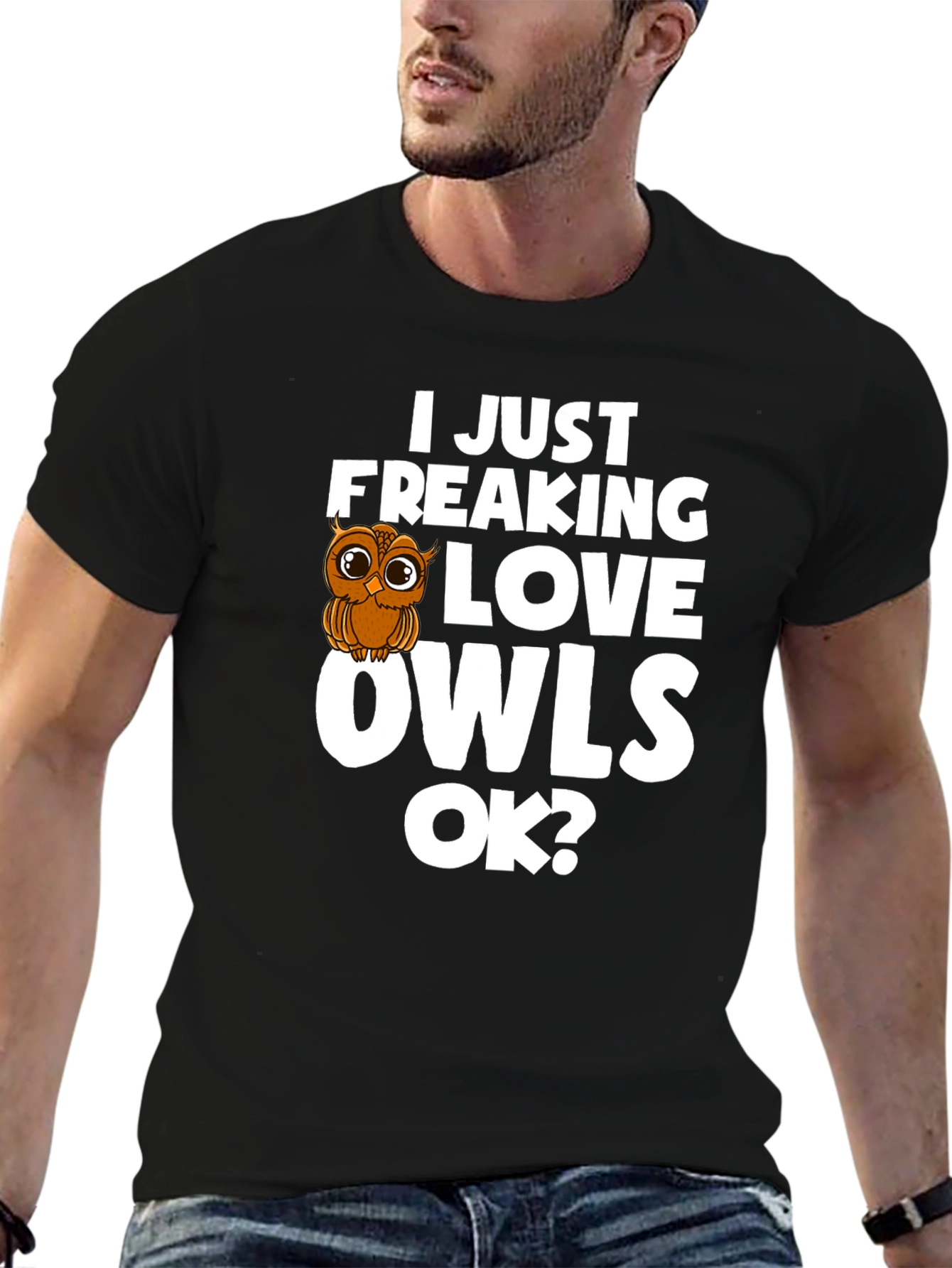 Black I Love Owls T-Shirt - Cute Owl Graphic Tee view 6