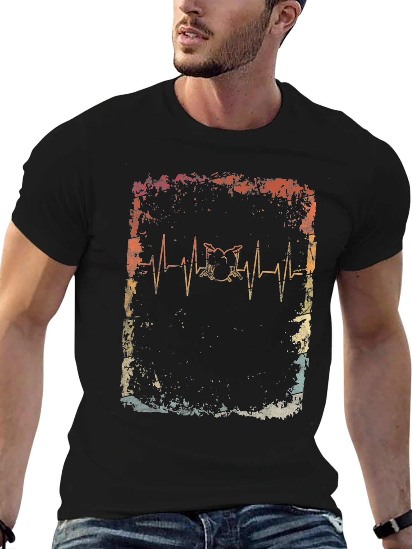 Black Drum Heartbeat T-Shirt view 6