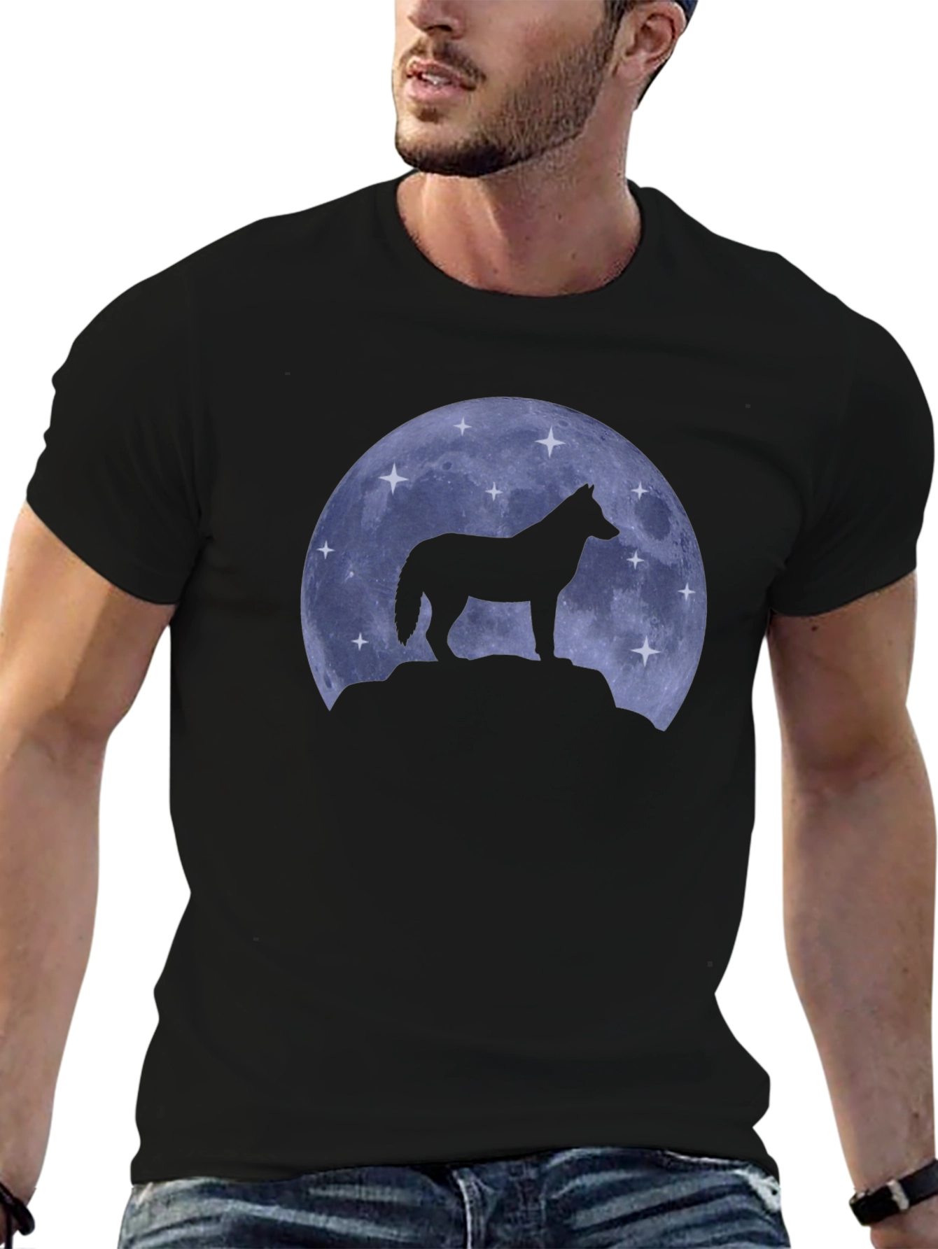 Black Wolf Moon Silhouette T-Shirt view 6
