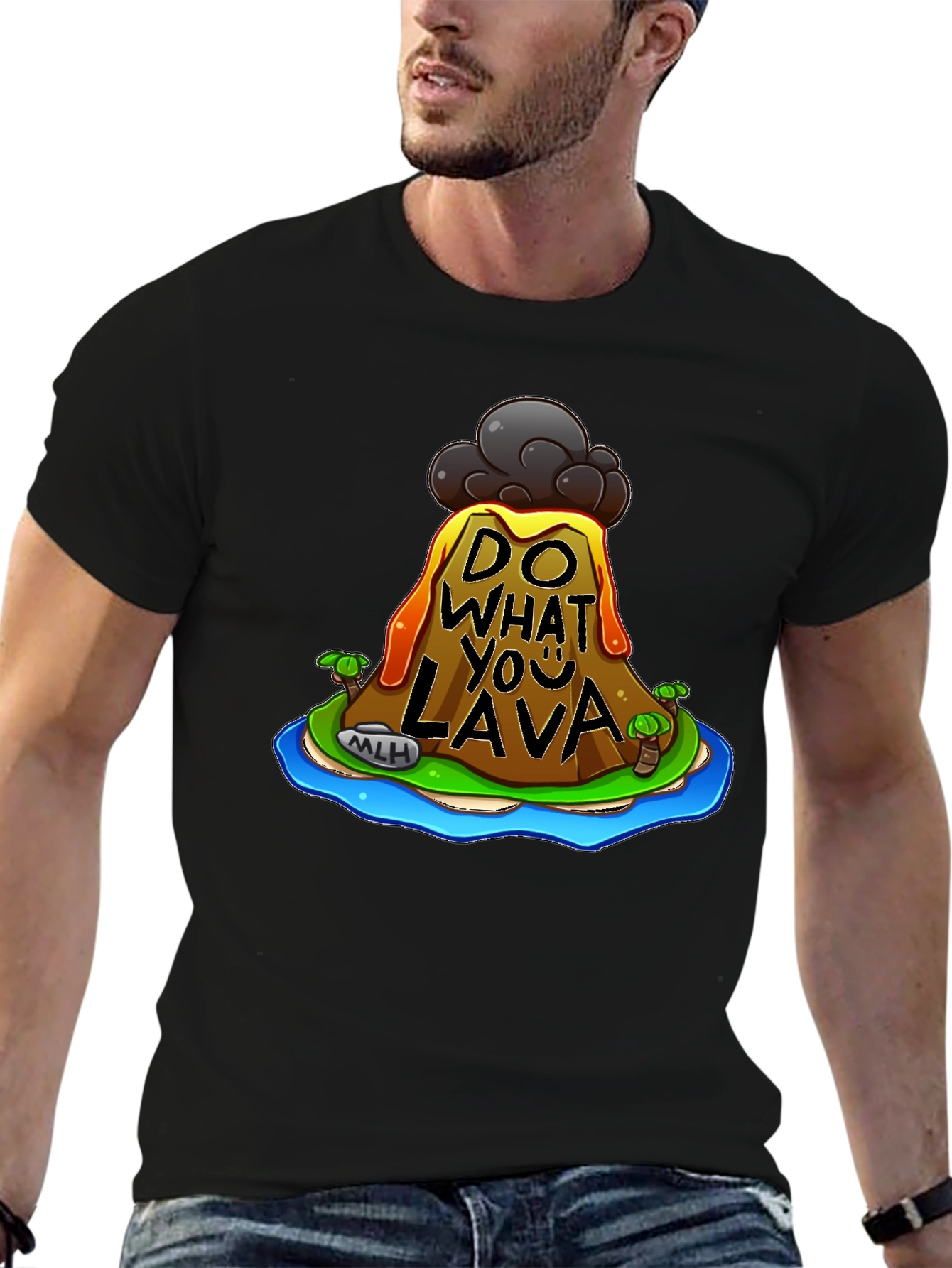 Black Do What You Lava Graphic Tee - Black Cotton T-Shirt view 6