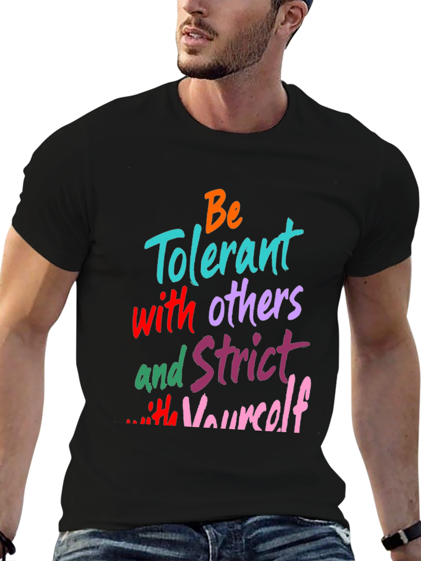 Black Be Tolerant Graphic Print T-Shirt view 6