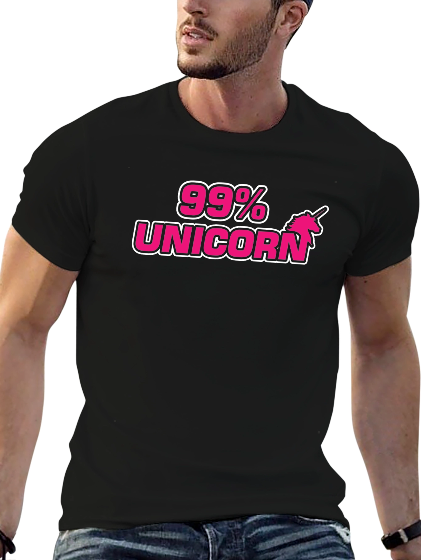 Black 99% Unicorn T-Shirt - Quirky Graphic Tee view 6
