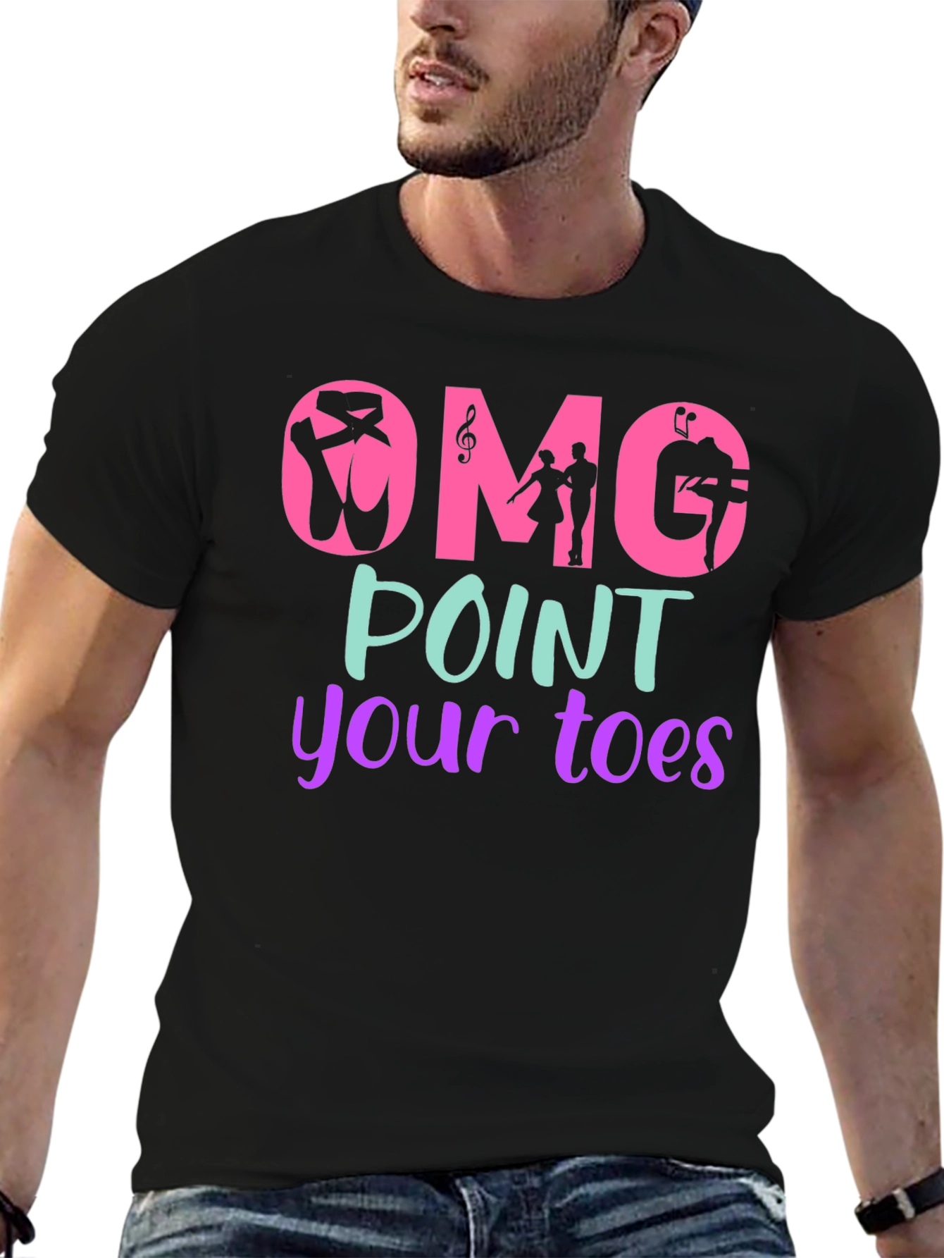 Black OMG Point Your Toes T-Shirt view 6