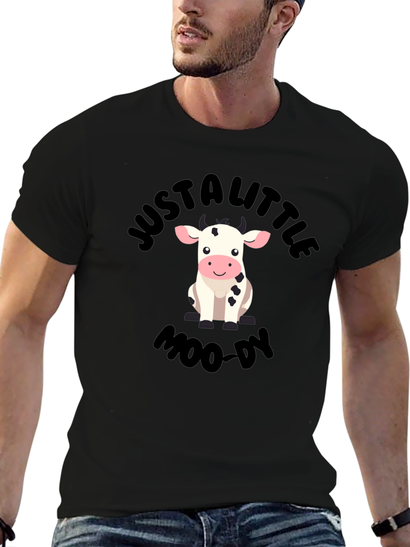 Black Just a Little Moo-dy Graphic T-Shirt view 6