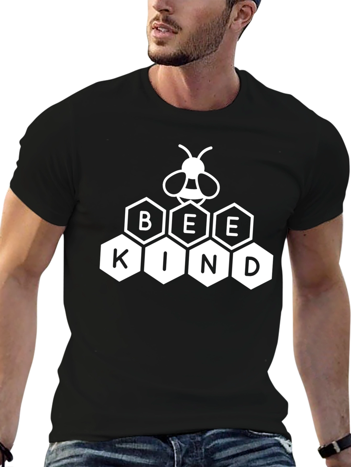 Black Bee Kind T-Shirt - Black Cotton Blend view 6