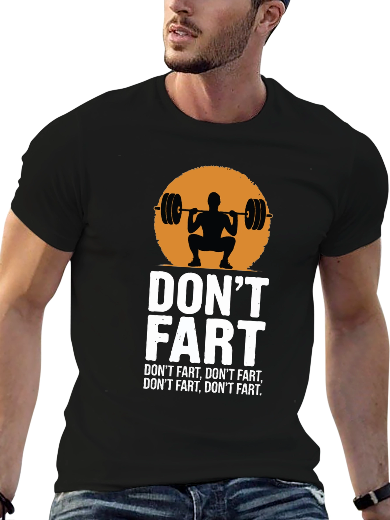 Black Don't Fart Squat Graphic Tee - Funny Workout Shirt view 6