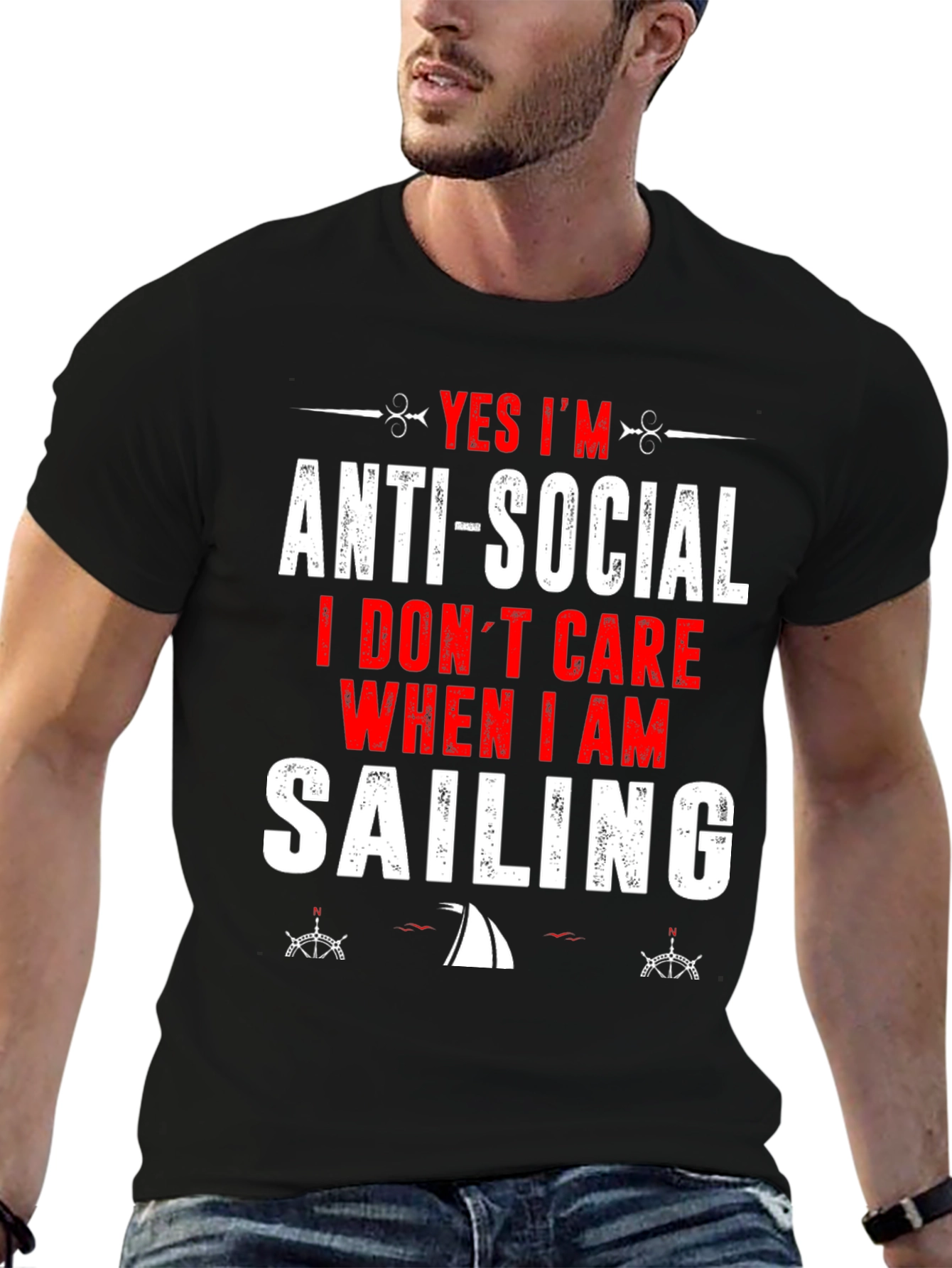 Black Anti-Social Sailing T-Shirt - Perfect for Sailors! view 6