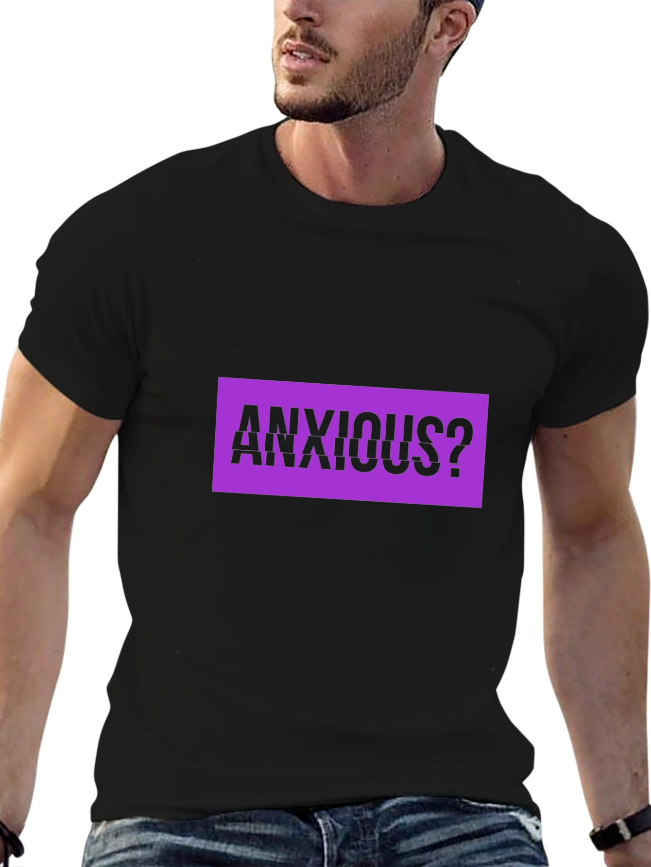Black Anxious? Graphic Tee - Black Cotton T-Shirt view 6
