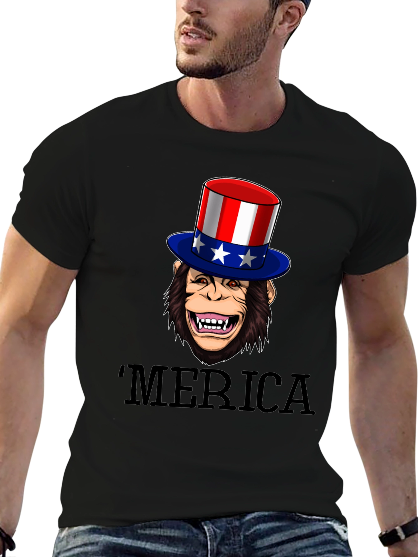 Black Patriotic Monkey T-Shirt view 6