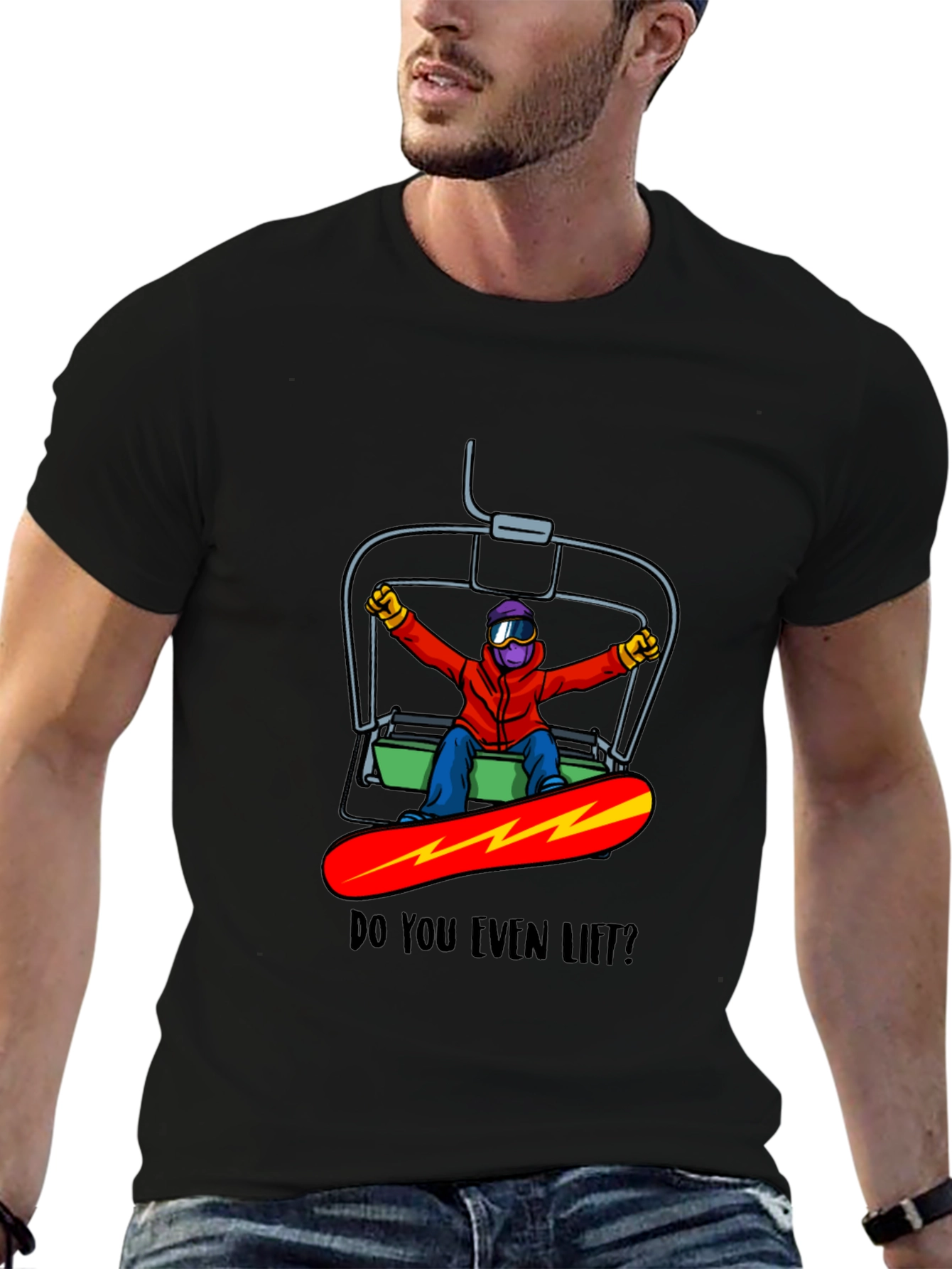 Black Snowboarder 'Do You Even Lift?' Graphic Tee view 6
