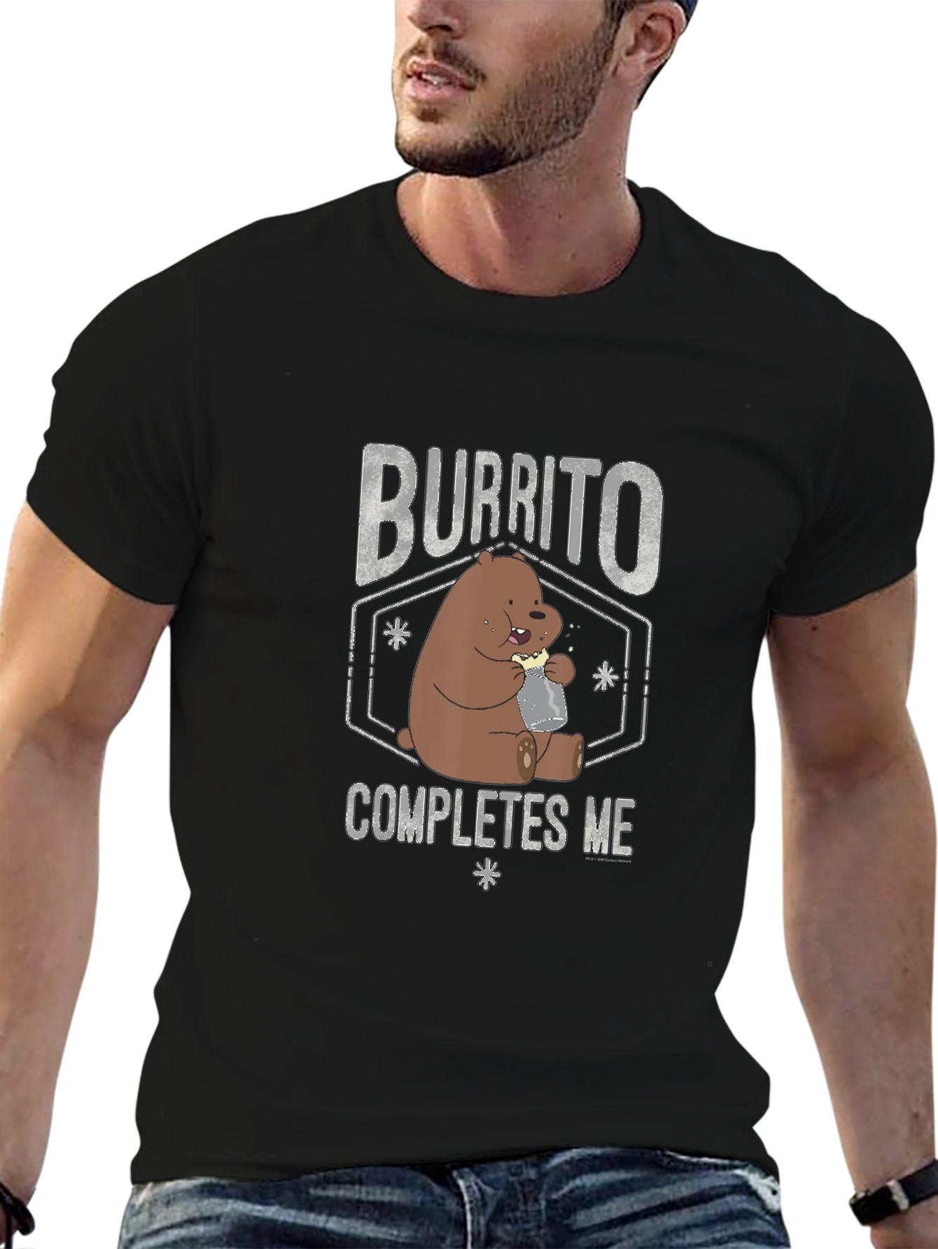 Black Burrito Completes Me T-Shirt Funny Bear Tee view 6