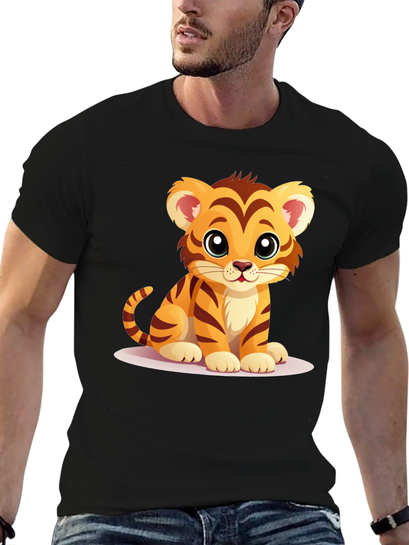 Black Cute Tiger Cub Graphic T-Shirt view 6