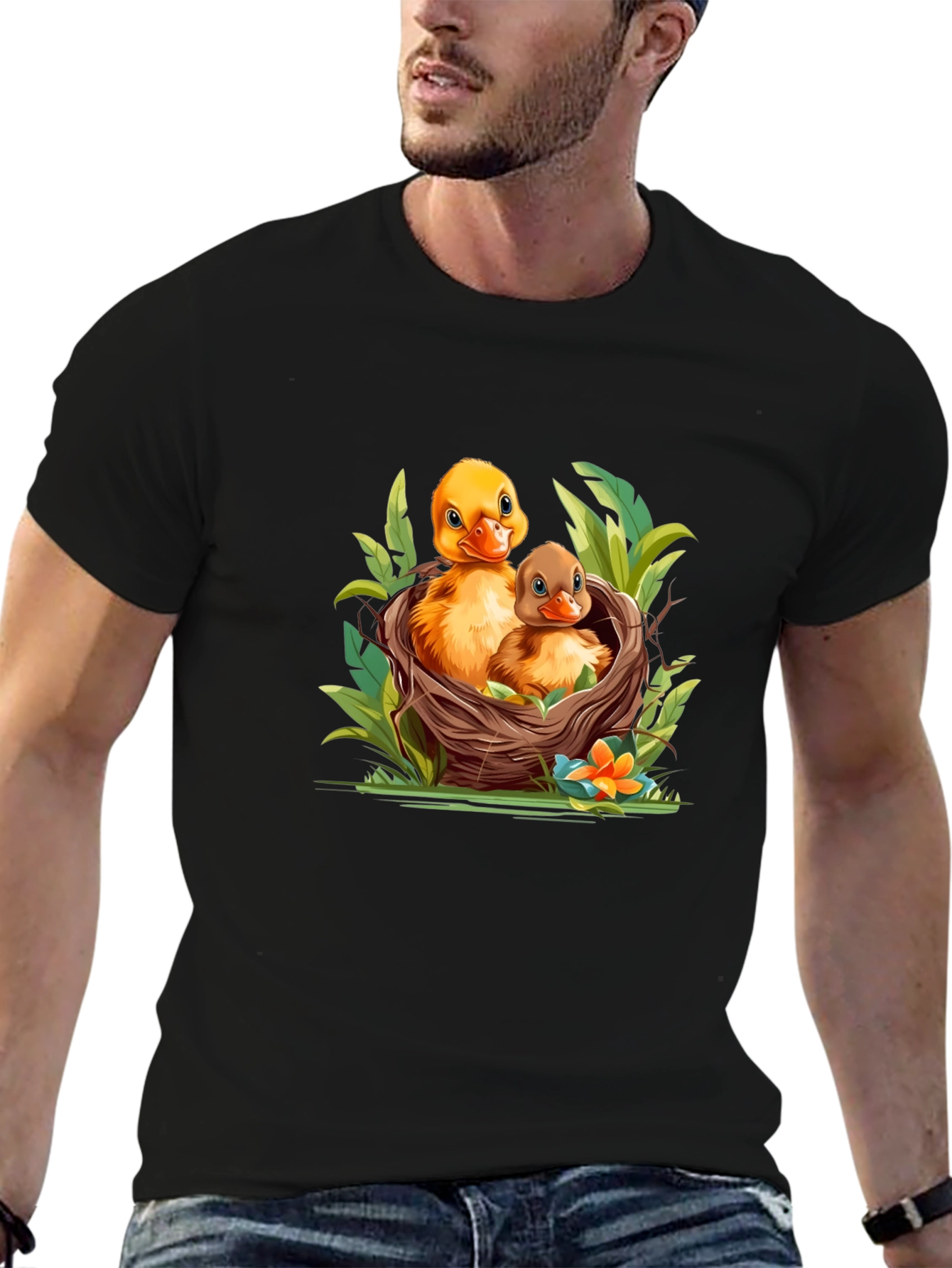 Black Ducklings in Nest Graphic T-Shirt view 6