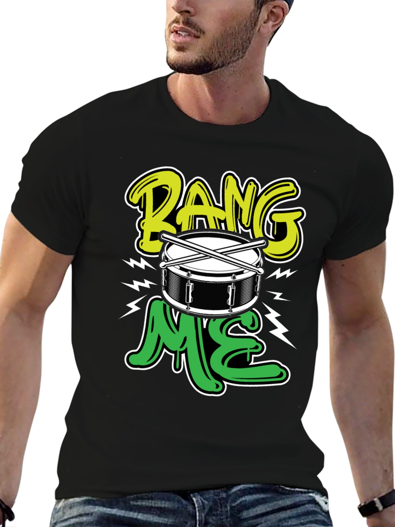 Black Bang Me Drummer T-Shirt view 6