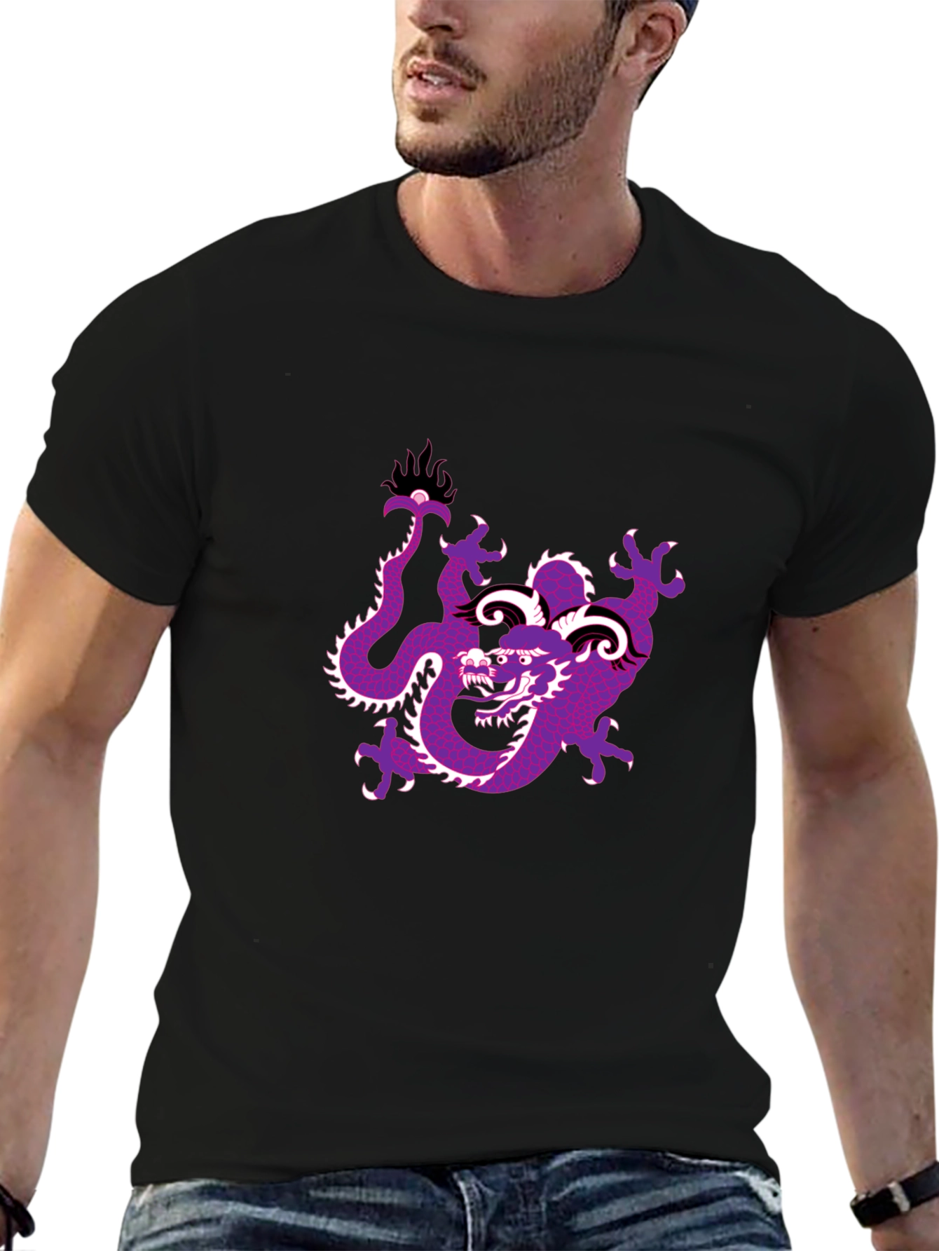 Black Dragon Graphic Tee - Black Cotton Blend view 6