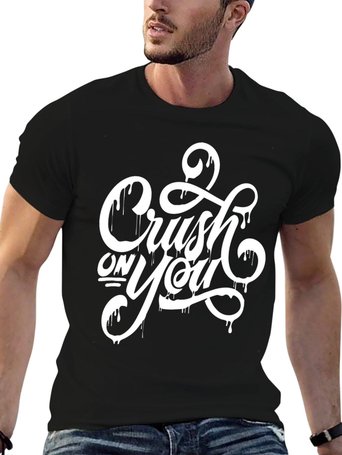 Black Crush On You Black Graphic T-Shirt for Men view 6