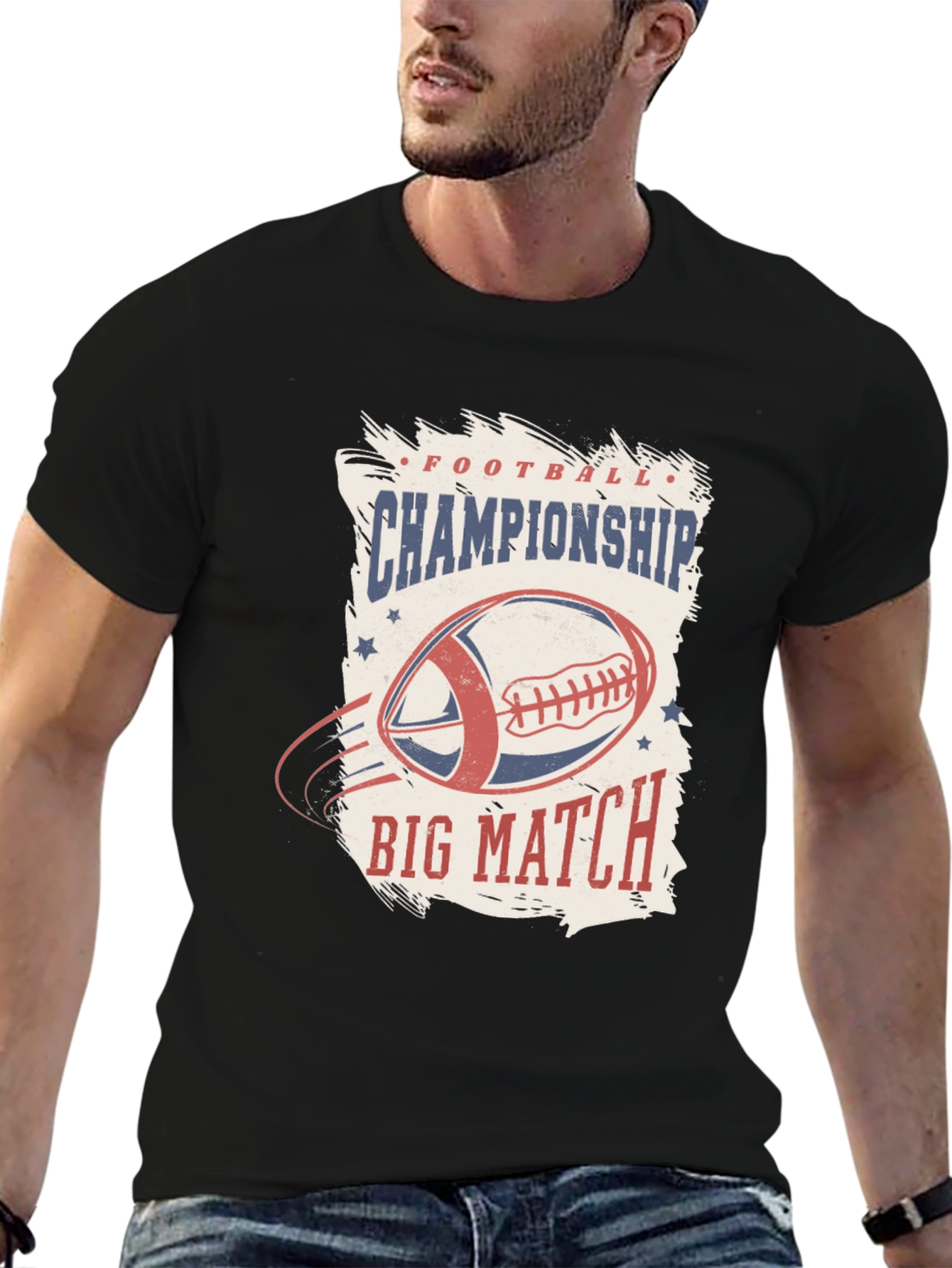 Black Football Championship Big Match Graphic Tee view 6